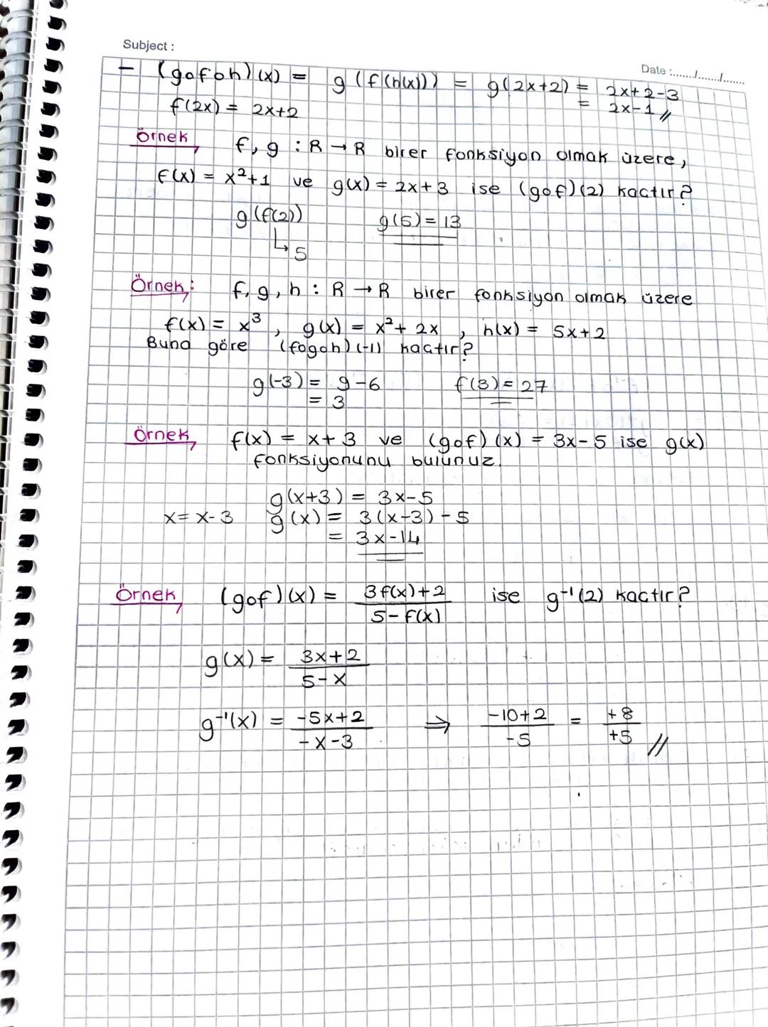 Subject:
Bileske Fonksiyon
FA-B
ve 9: B→C
A kümesinin
C
elemanlarini
Date ..........
Kümesine götüren fonksiyona f veg fonksiyonlarının
bile