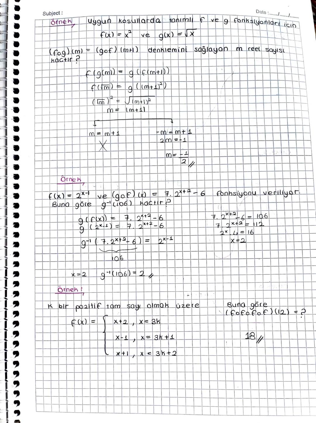 Subject:
Bileske Fonksiyon
FA-B
ve 9: B→C
A kümesinin
C
elemanlarini
Date ..........
Kümesine götüren fonksiyona f veg fonksiyonlarının
bile