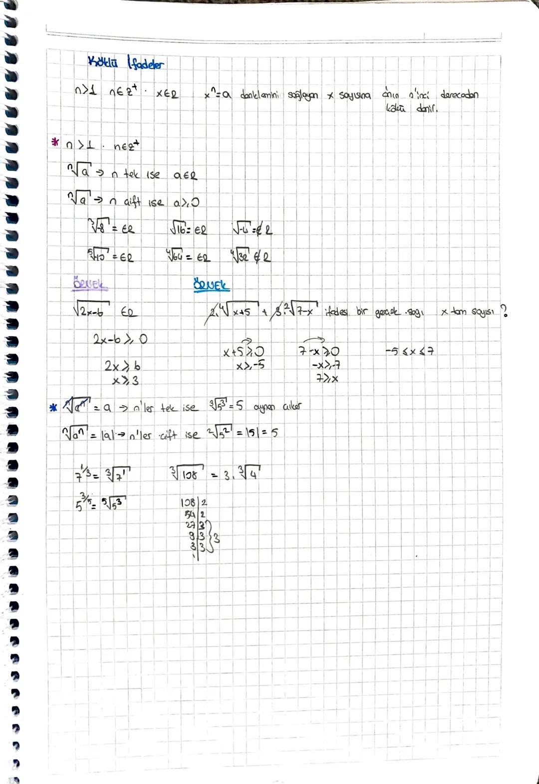 Katla fadeler
> nez+XE2
x^= a donklemini sağlayan x sayısına onin n'inci derecadon
kden denir.
ਪੜ
-n tek ise
Jan gift ise a≫o
12/8=2
16:42
J