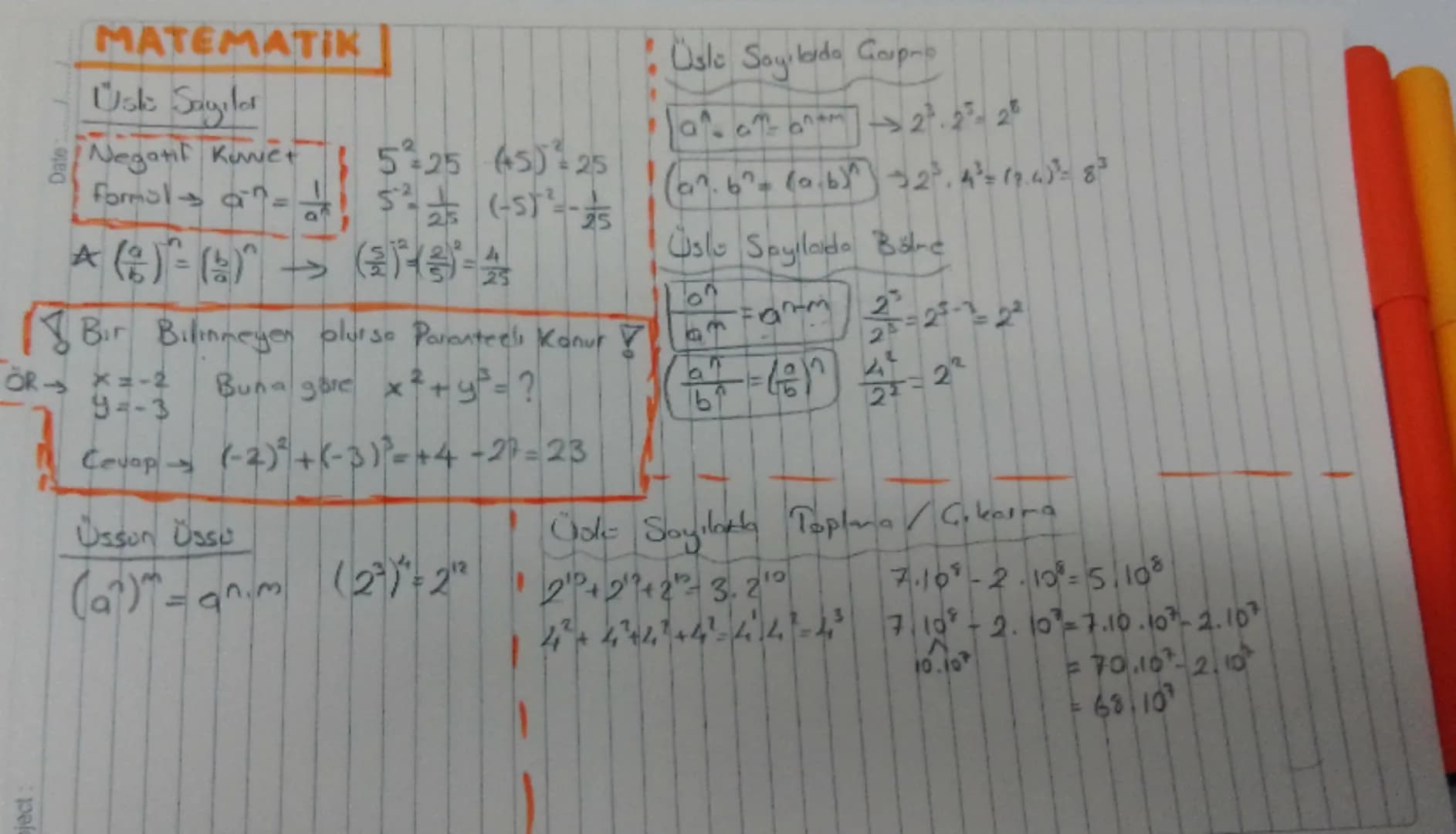 Subject:
Date
# MATEMATIK Kiso Natlar Bilinmesi Gerekenler (Bölünme Kuralları, Üstü ifade
ezberi
Asal Sayı Sadece 1 ve kendisine Airalarınd