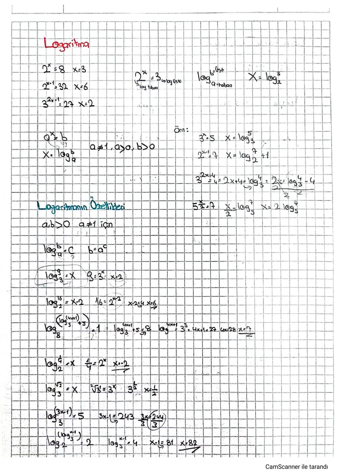 Logaritina
2x = 8 x=3
232 X-6
32x 27 x 2
Lolag Gisto
2x = 3 101090
Play taban
Tog
X = log³
ataban
3* - 5 X=1093
076
99
axtayo, bo
X logo
2x