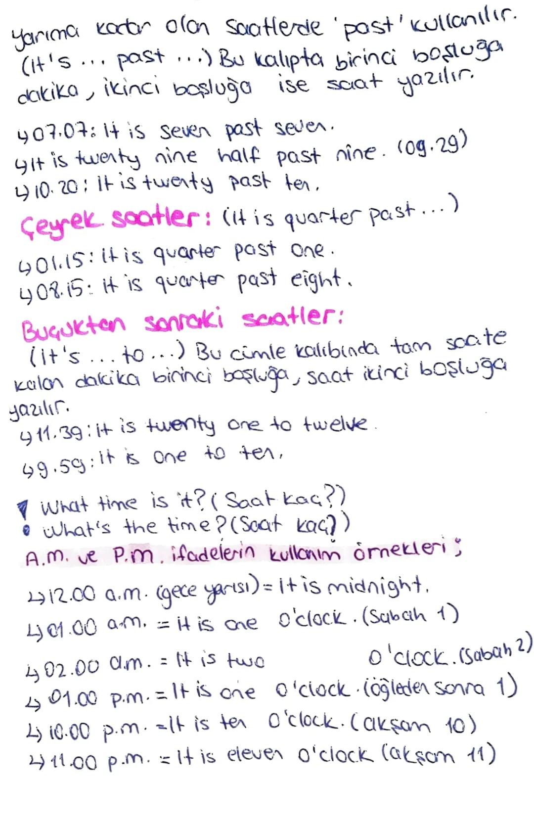 SAATLER
ingilizcede;
"saat kelimesi 'hour' olarak yazılır.
+ 11
ifadelerinde iki rakam kullanılır, örneğin
"10.30". Bu sayede hem saat hem d