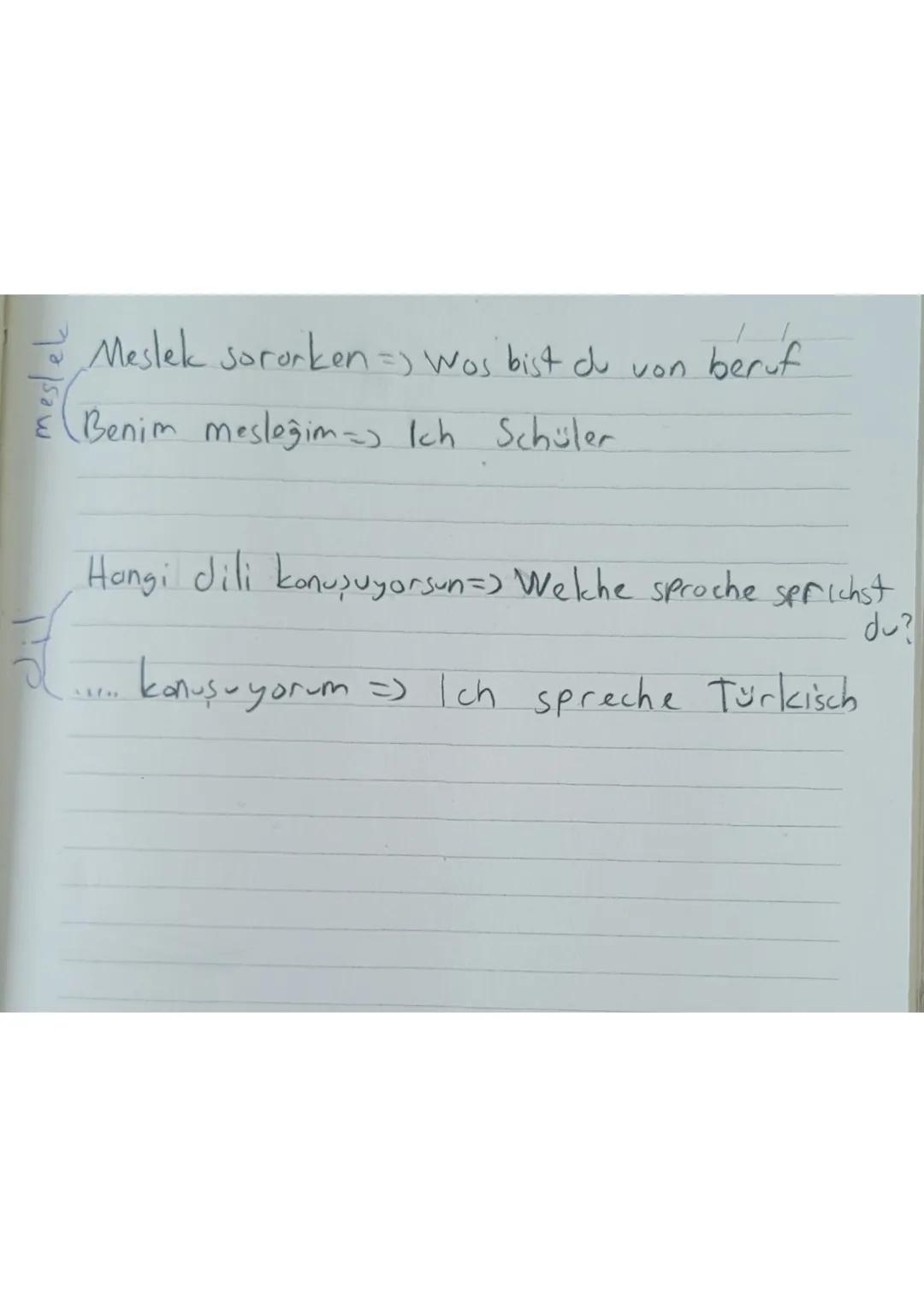 W!S!
Adre
mleker
Yas
Almanca kendini tonltma
Isim Sorarken Wie heißt du ?
Wie ist dein Name?
isimimizi söylerken =) Ich heiße Ali
= Mein Nam