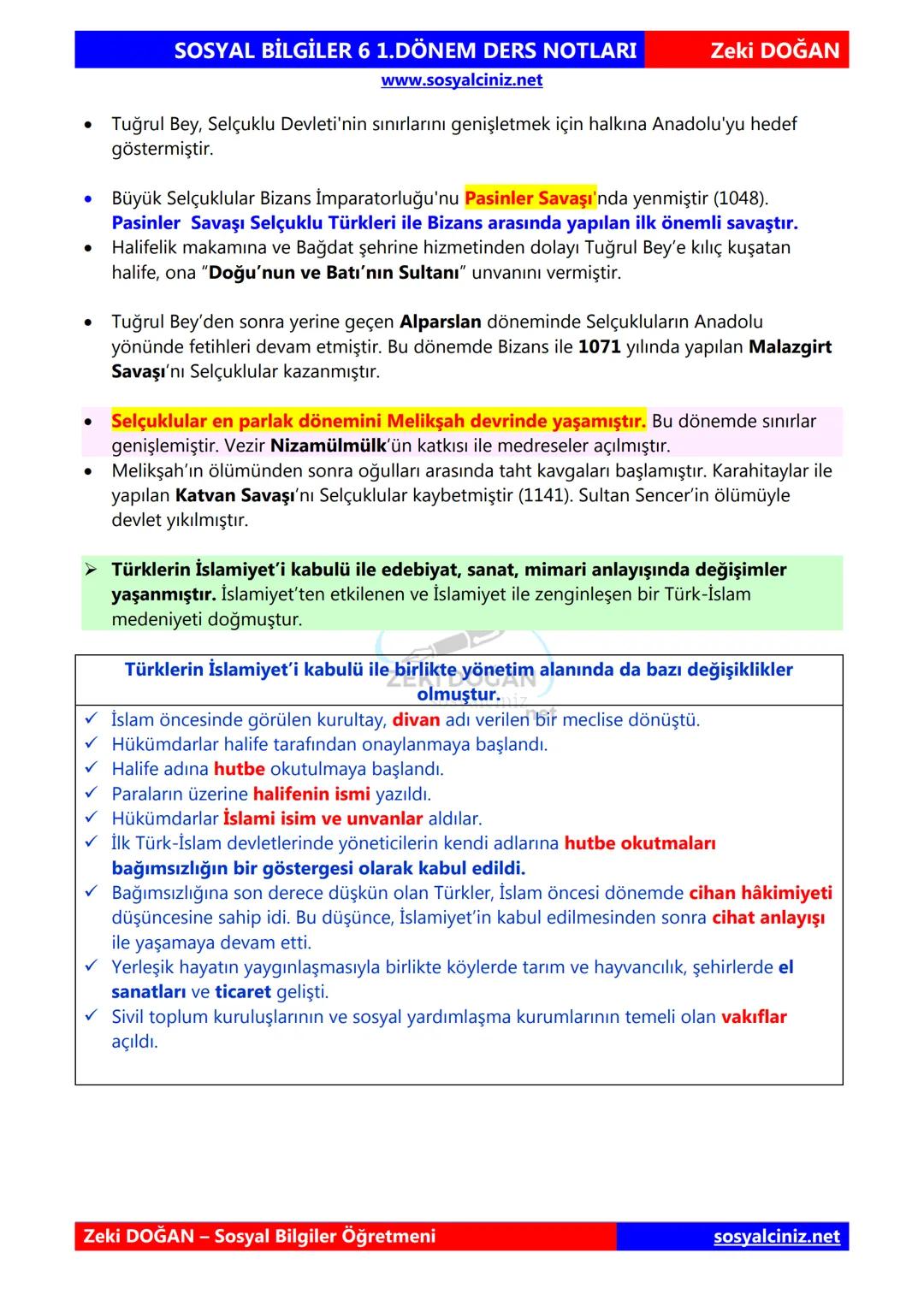 SOSYAL BİLGİLER 6
DERS NOTLARI
KONU ÖZETLERİ
Zeki DOGAN
Sosyal Bilgiler Öğretmeni
www.sosyalciniz.net
ZEKİ DOĞAN
sosyalciniz.net ## SOSYAL B