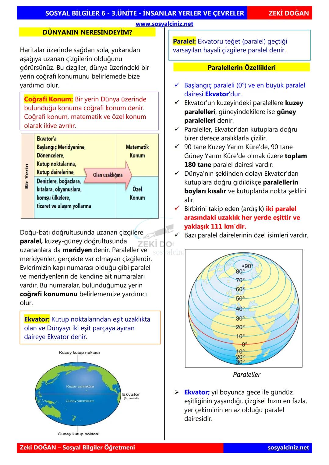 SOSYAL BİLGİLER 6
DERS NOTLARI
KONU ÖZETLERİ
Zeki DOGAN
Sosyal Bilgiler Öğretmeni
www.sosyalciniz.net
ZEKİ DOĞAN
sosyalciniz.net ## SOSYAL B