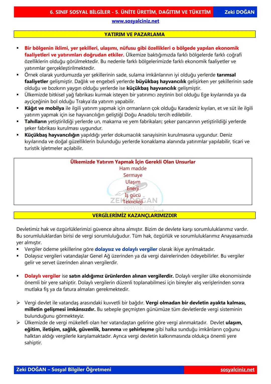 SOSYAL BİLGİLER 6
DERS NOTLARI
KONU ÖZETLERİ
Zeki DOGAN
Sosyal Bilgiler Öğretmeni
www.sosyalciniz.net
ZEKİ DOĞAN
sosyalciniz.net ## SOSYAL B