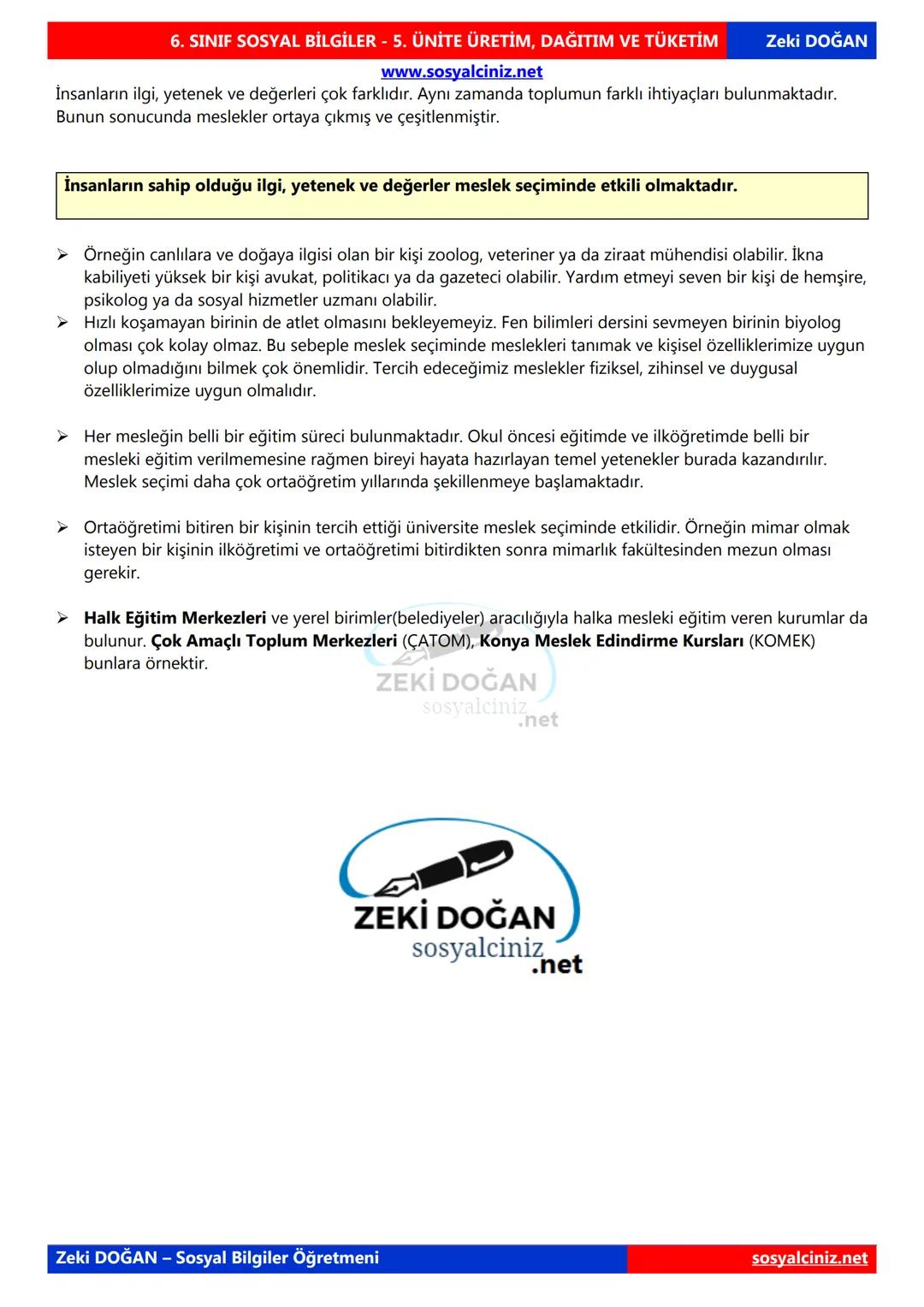 SOSYAL BİLGİLER 6
DERS NOTLARI
KONU ÖZETLERİ
Zeki DOGAN
Sosyal Bilgiler Öğretmeni
www.sosyalciniz.net
ZEKİ DOĞAN
sosyalciniz.net ## SOSYAL B