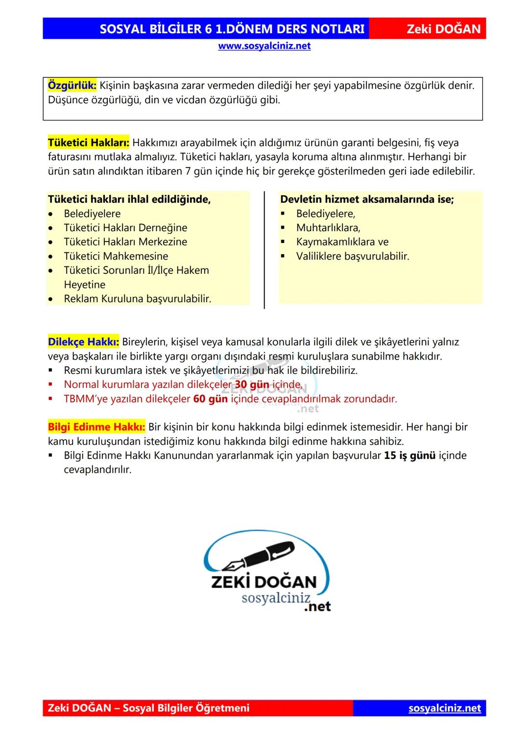 SOSYAL BİLGİLER 6
DERS NOTLARI
KONU ÖZETLERİ
Zeki DOGAN
Sosyal Bilgiler Öğretmeni
www.sosyalciniz.net
ZEKİ DOĞAN
sosyalciniz.net ## SOSYAL B