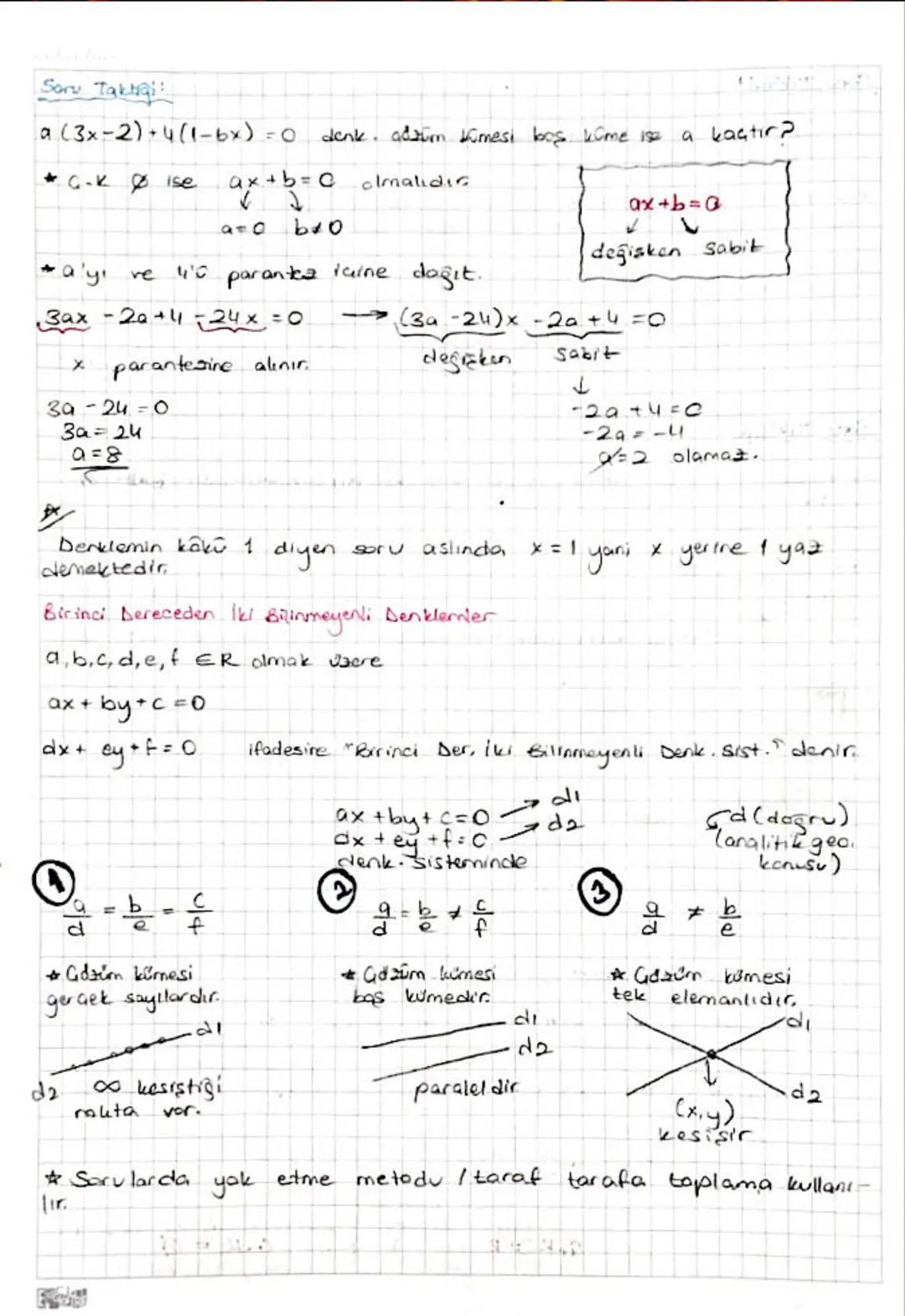BIRINCI DERECEDEN DENKLEULER
a, bER ve 970 olmak Uzere ax+b=0 seklindeki denklemlere "Bi-
rinci Dereceden Denklem) (bir bilinmeyenli) denir.