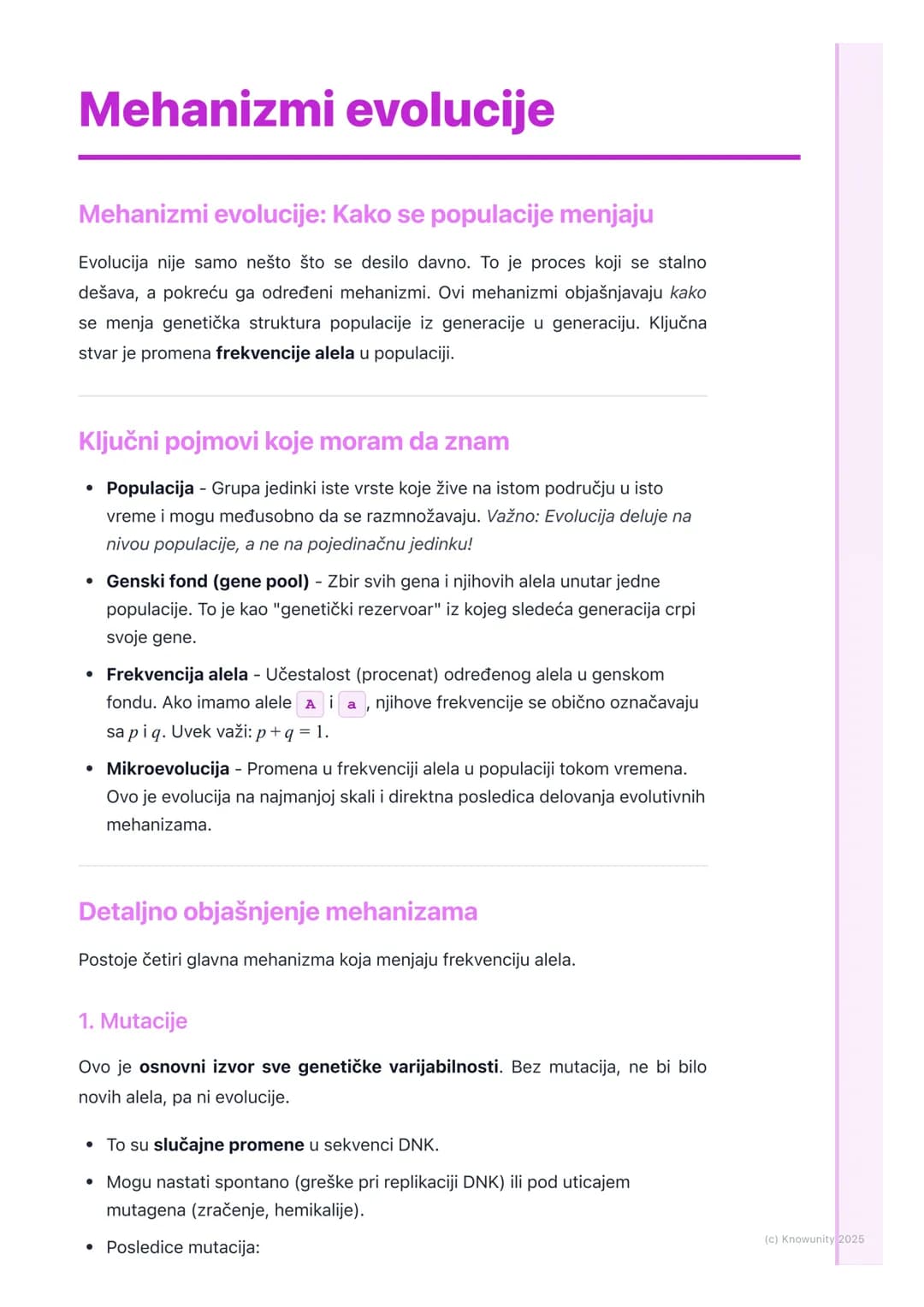 # Mehanizmi evolucije
Mehanizmi evolucije: Kako se populacije menjaju
Evolucija nije samo nešto što se desilo davno. To je proces koji se