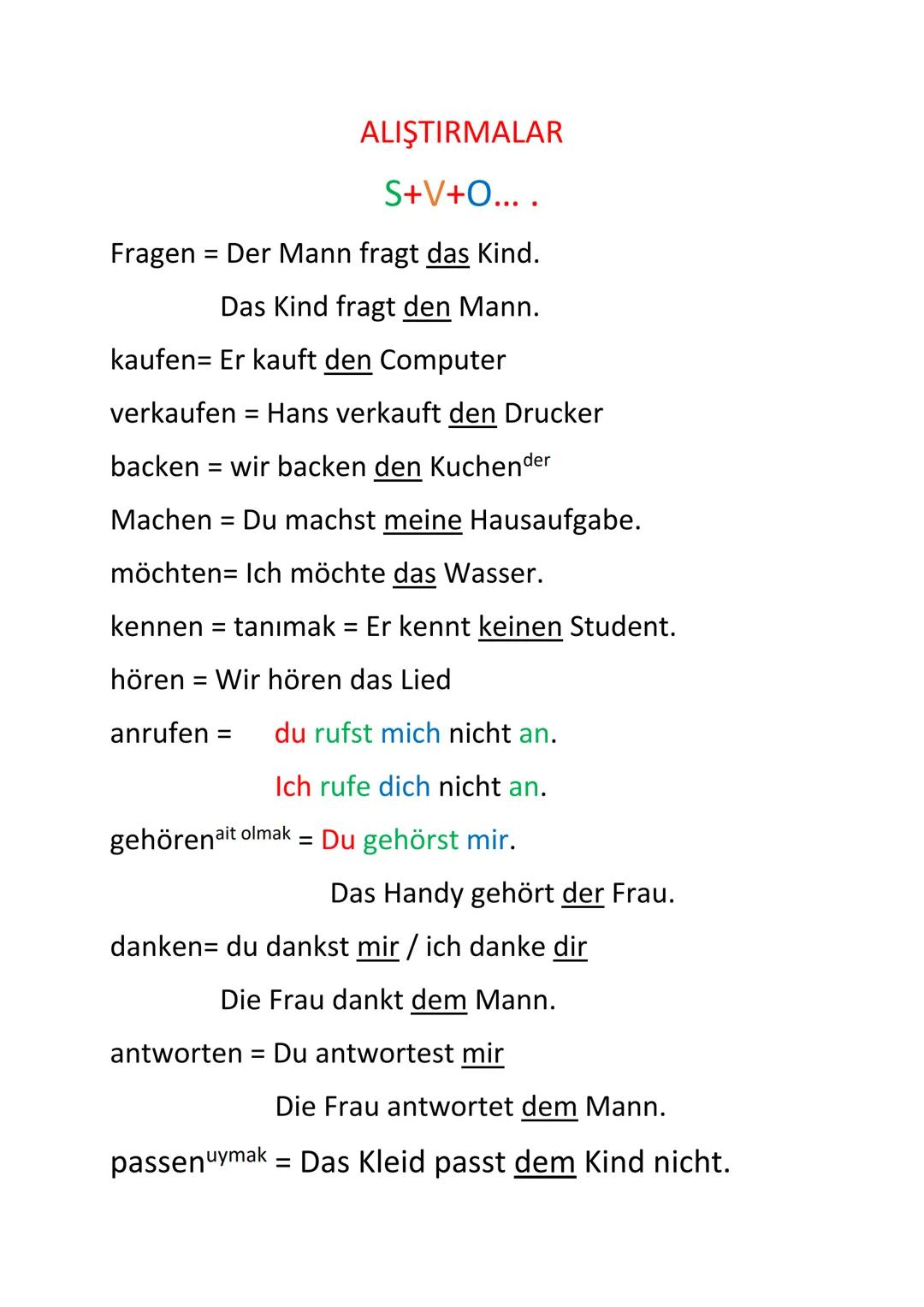 AKKUSATIV - DATIV
Akkusativ: -İ Hali
S+V+O....
Ayşe öğrenciyi arıyor.
Ayşe sucht den Student
NOM(Yalın hal)
AKK(-i hali)
Der
K/M/D/-ein
den