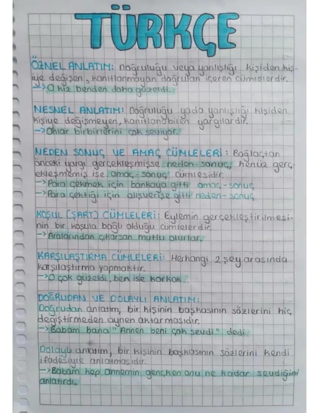 Türkçe Anlatım Türleri ve Özellikleri