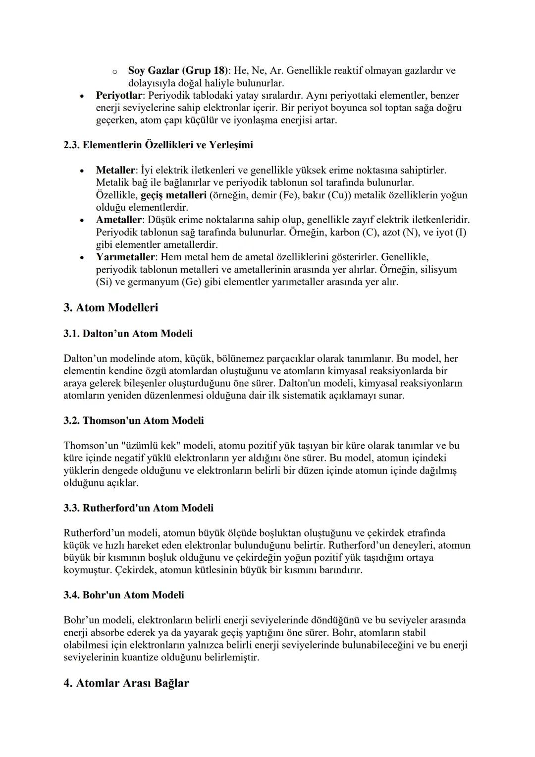 # Atom ve Periyodik Sistem
1. Atomun Yapısı
1.1. Atomun Temel Bileşenleri
Protonlar: Atom çekirdeğinde bulunan ve pozitif yük taşıyan pa