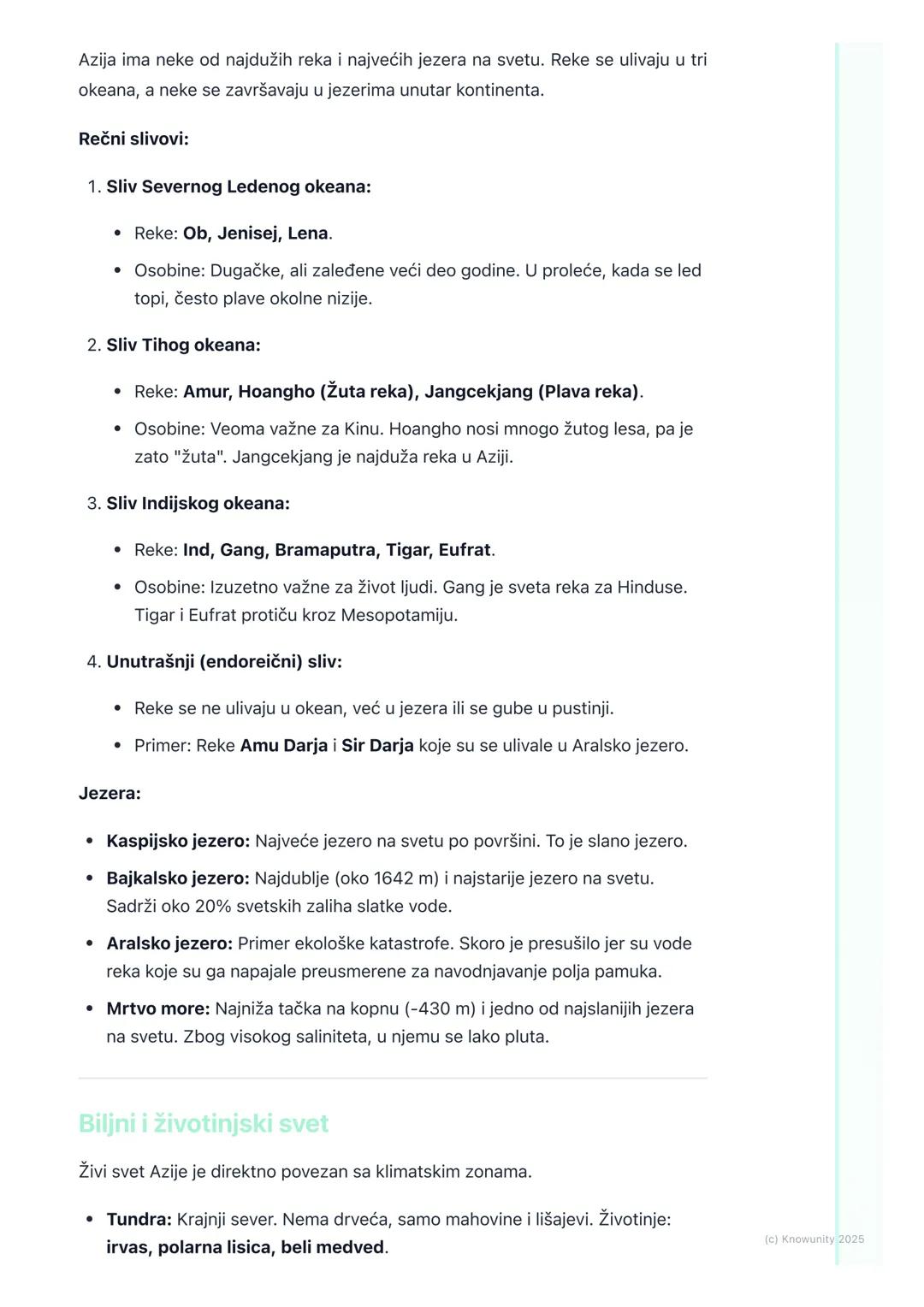 # Prirodne odlike Azije (reljef,
klima, hidrografija, biljni i
životinjski svet)
Prirodne odlike Azije - opšti pregled
Azija je najveći i