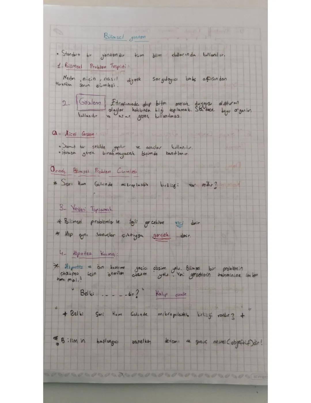 9. Sınıf Bilimsel Yöntem Basamakları