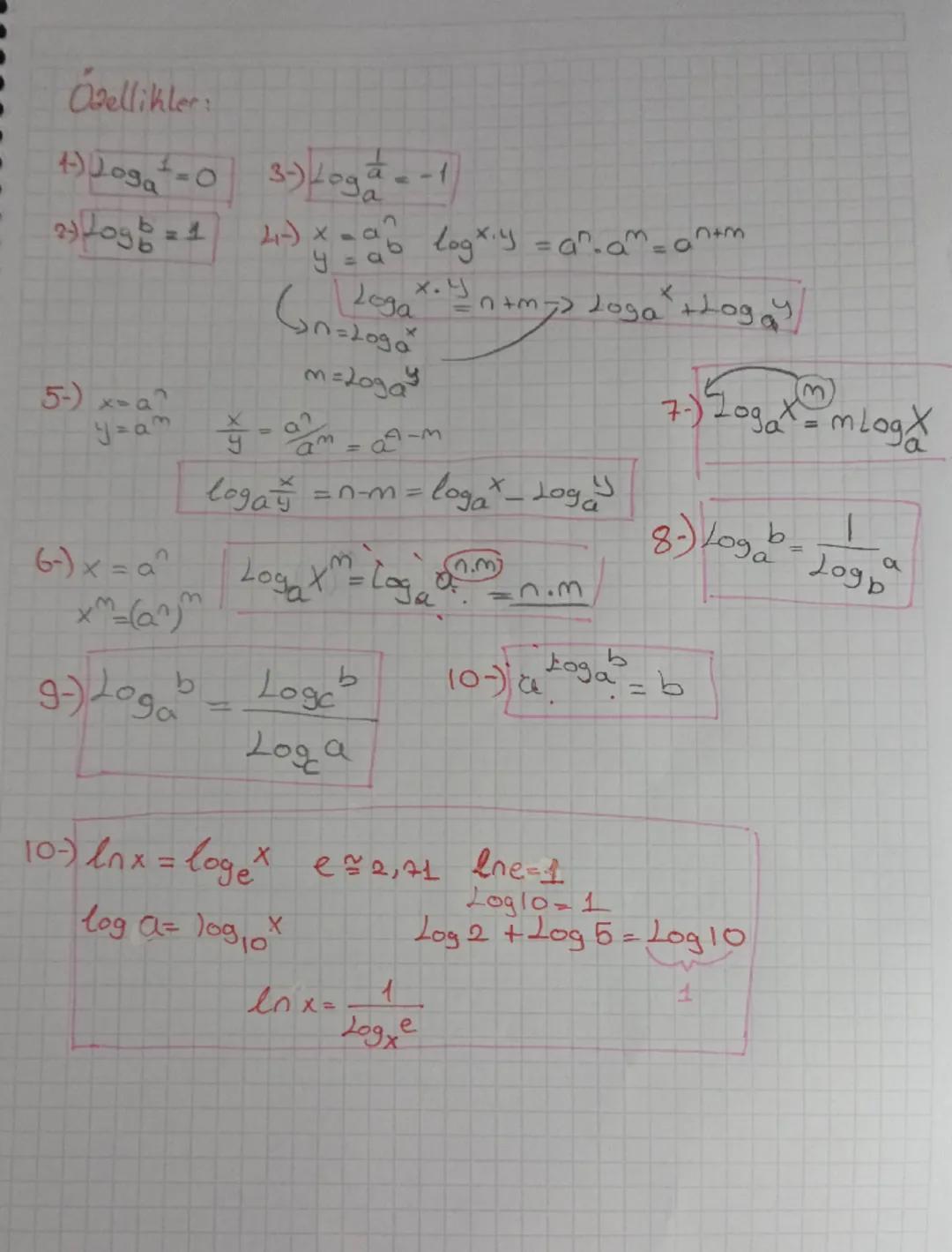Logaritma:
Üstel fonksiyon $y=a^x$ ($a>0$, $x \in \mathbb{R}$)
$\mathbb{R} \rightarrow \mathbb{R}^+$
$(\frac{1}{2})^x = y$
$2^x = y$
$2^