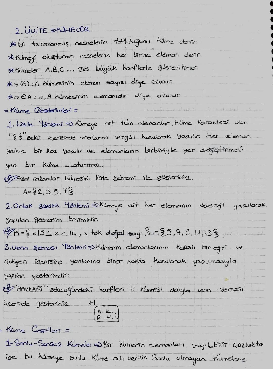 Kümeler ve Temel Bilgiler