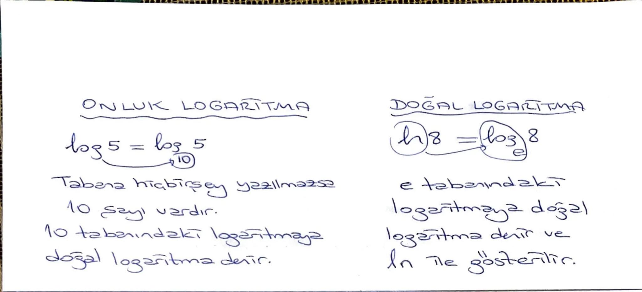 ⑦1 log 1 =0
LOGARITMANIN ÖZELLIKLERT
③ log b² = x. los b
②bos
2=1
T
bs
y
logb
a
d
log b + loga - loz
a
-
возв+ воз с
⑥ log (b.c) = bos b + l