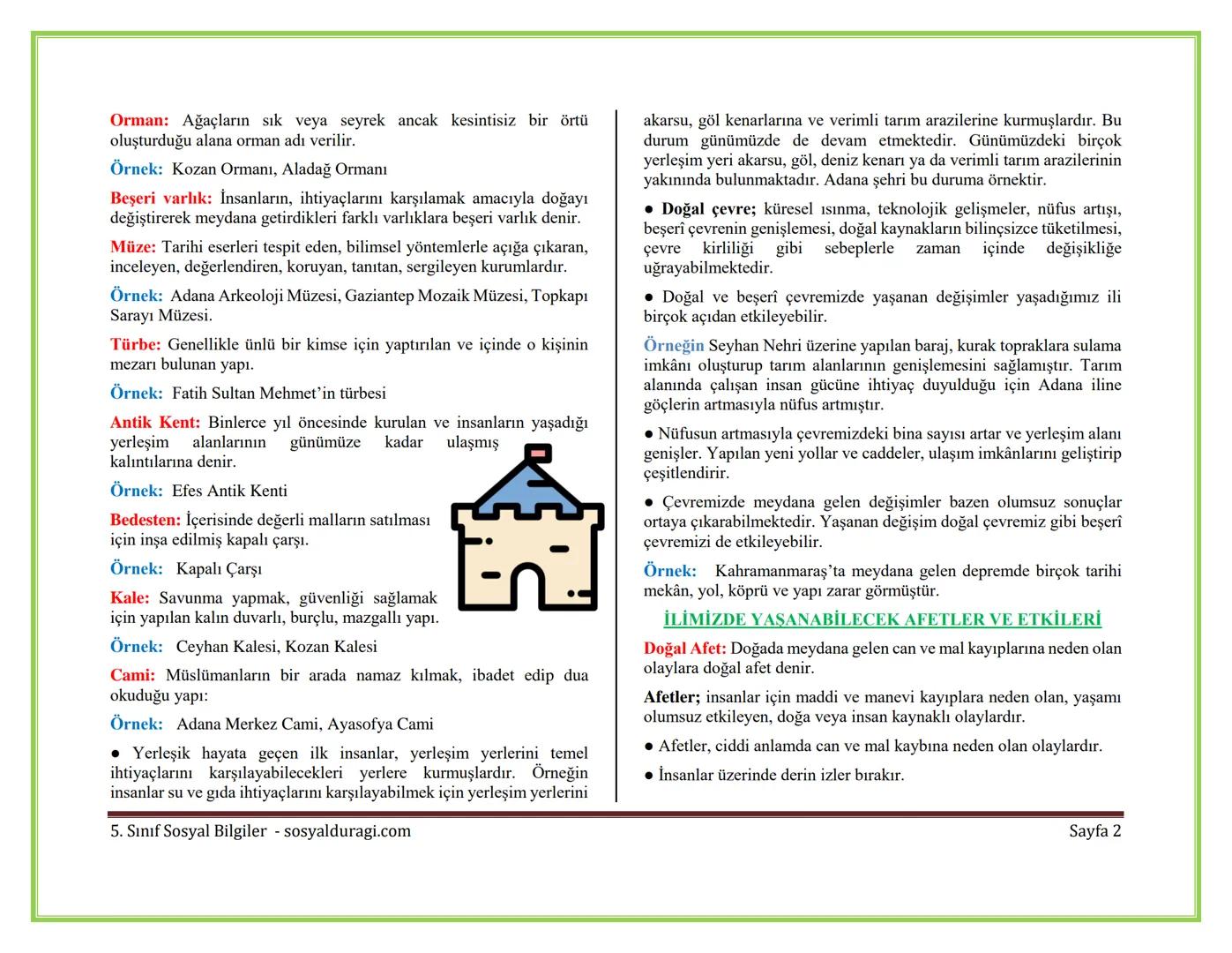 II. ÖĞRENME ALANI: EVİMİZ DÜNYA DERS NOTLARI
İLİMİZİN GÖRECELİ KONUMU
Coğrafi Konum: Herhangi bir ülkenin, bölgenin ya da şehrin dünya
üzeri