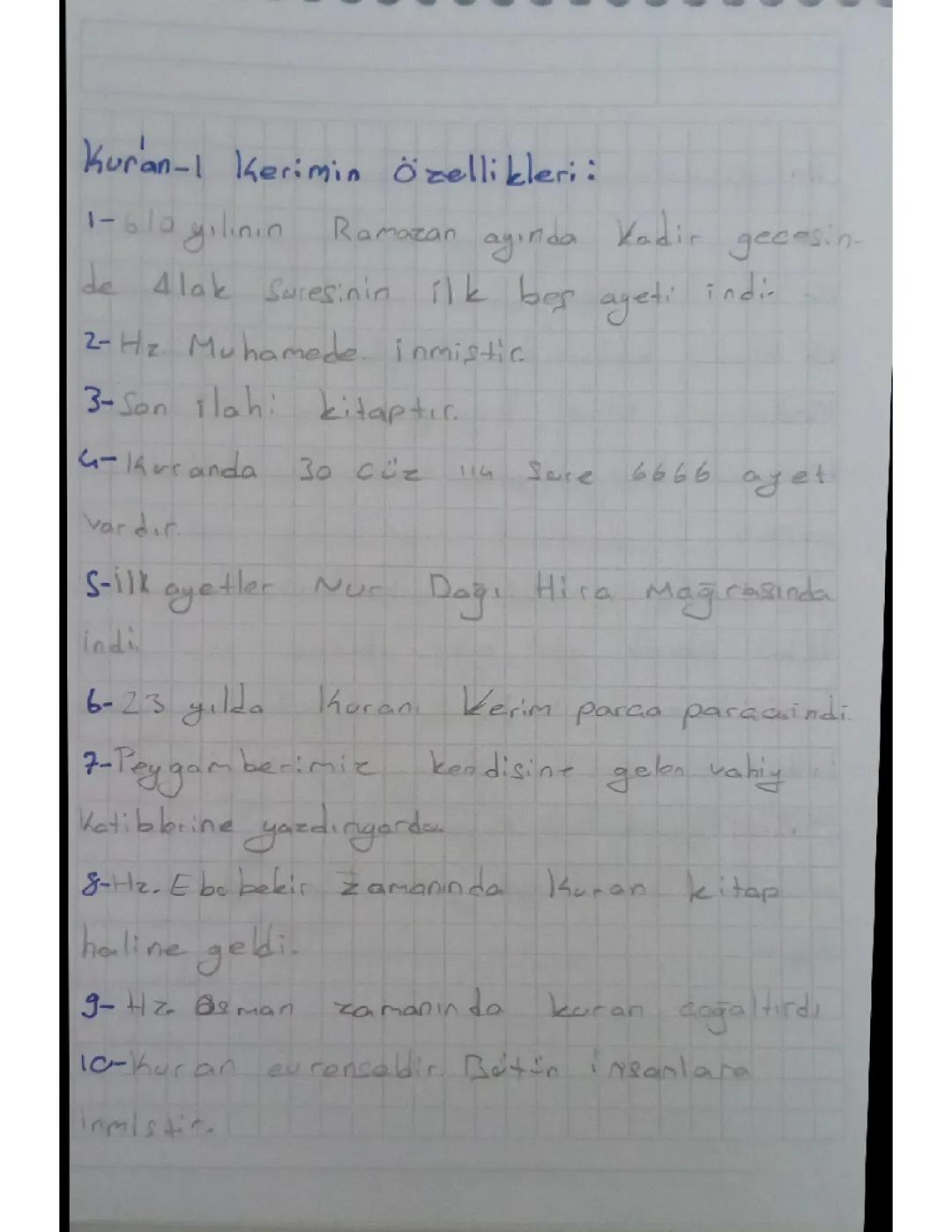 6. Sınıf Kuran-ı Kerim'in Özellikleri Hakkında Bilgi