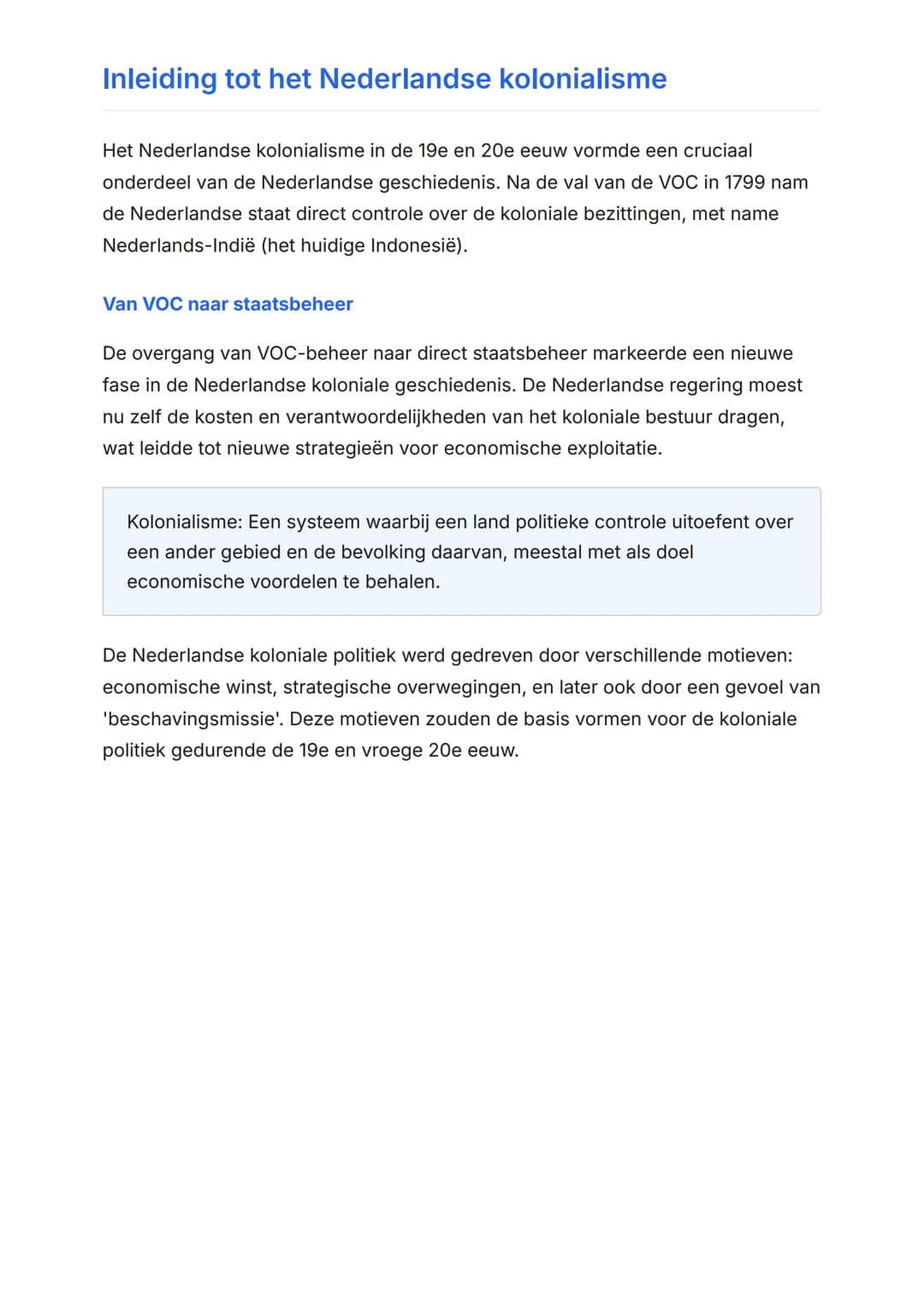 Nederland en de Wereld:
Kolonialisme en Nederlands-Indië
(19e-20e eeuw)
De Nederlandse koloniale geschiedenis en relatie met Indonesië
Gesch