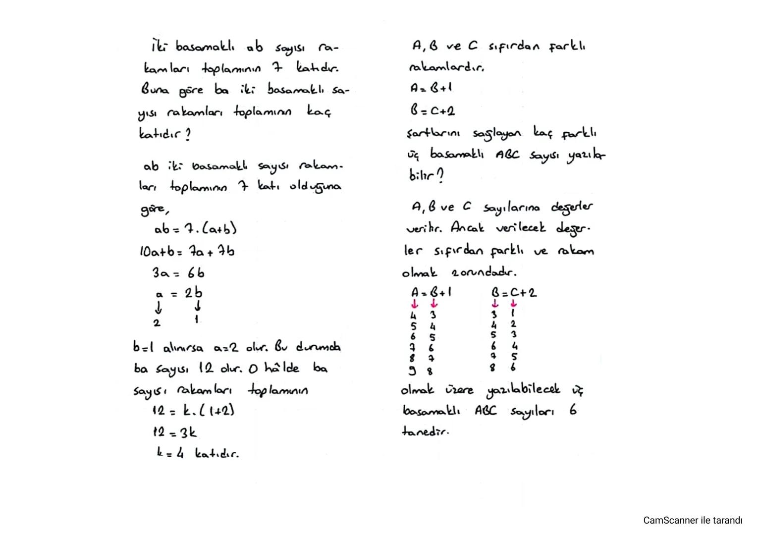 # SAYI BASAMAKLARI
* Bir sayıyı duşturan rakamların
her biri bu sayının bir basama-
ğını oluşturur.
a, b, c birer rakam olsun ve
abc üç basa
