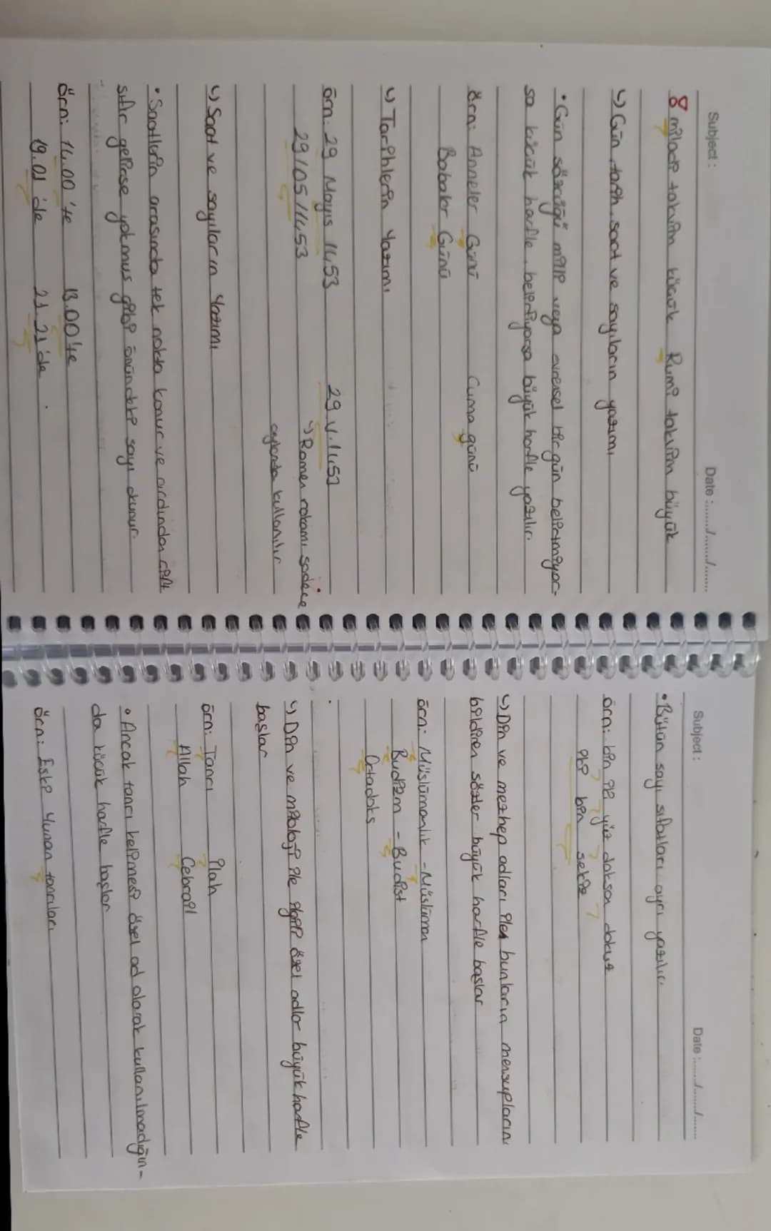 Subject:
Date :......./.../.
- Yazım Kuralları -
• Büyük Harflerin Yazımı
↳ Özel isimler ve özel isme bağlı unvan sıfatları
büyük harfle ya