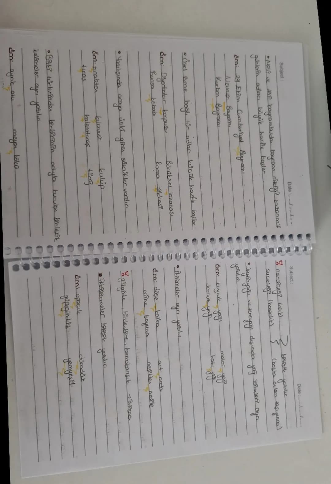 Subject:
Date :......./.../.
- Yazım Kuralları -
• Büyük Harflerin Yazımı
↳ Özel isimler ve özel isme bağlı unvan sıfatları
büyük harfle ya