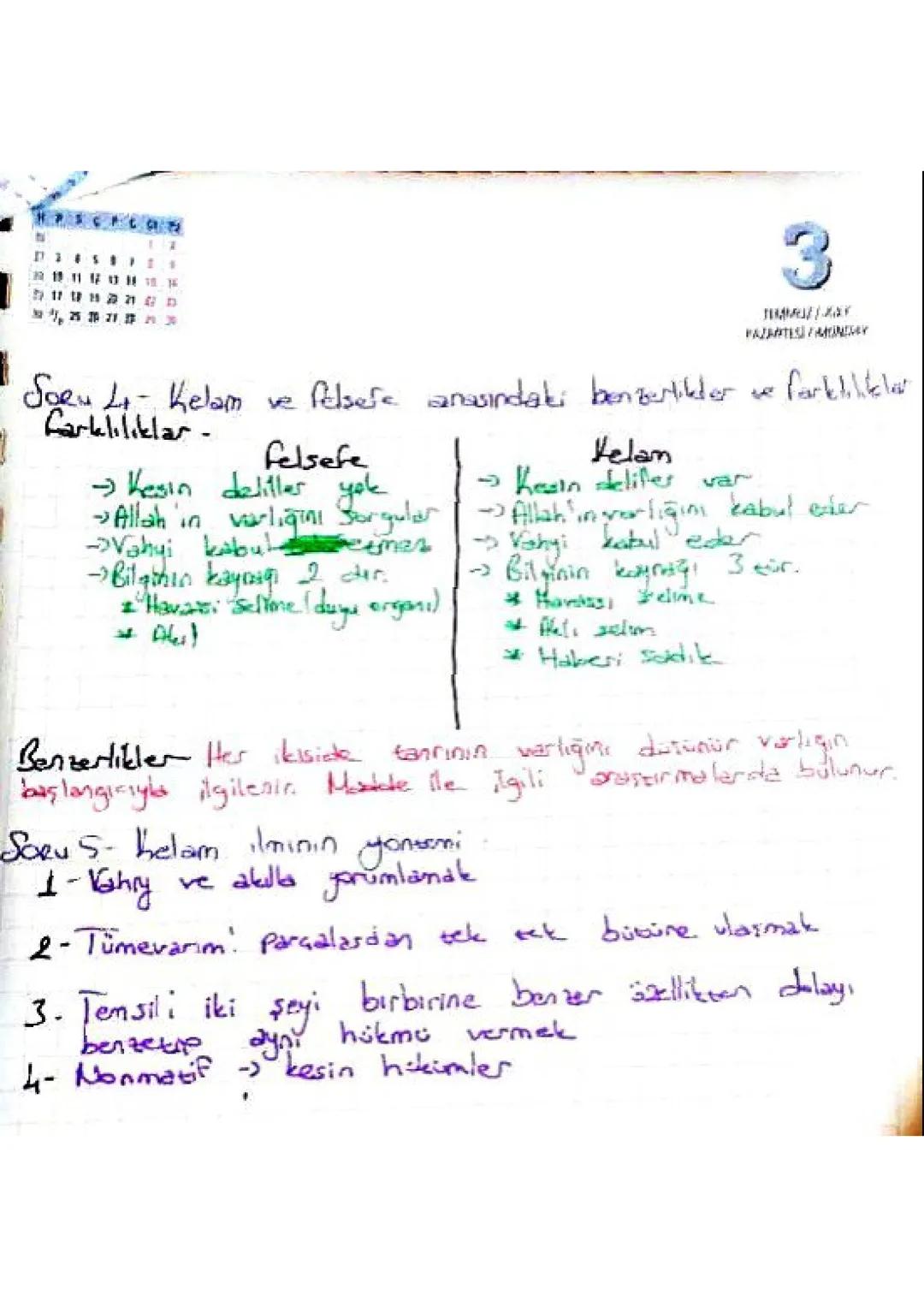 30
ΣΑΑ
Soru 1- Amacı ve konusu açısından kelam-,
-amacı açısından kelam kesin deliller kullonarak ve barsit
göruşla kici ve grupların ortaya