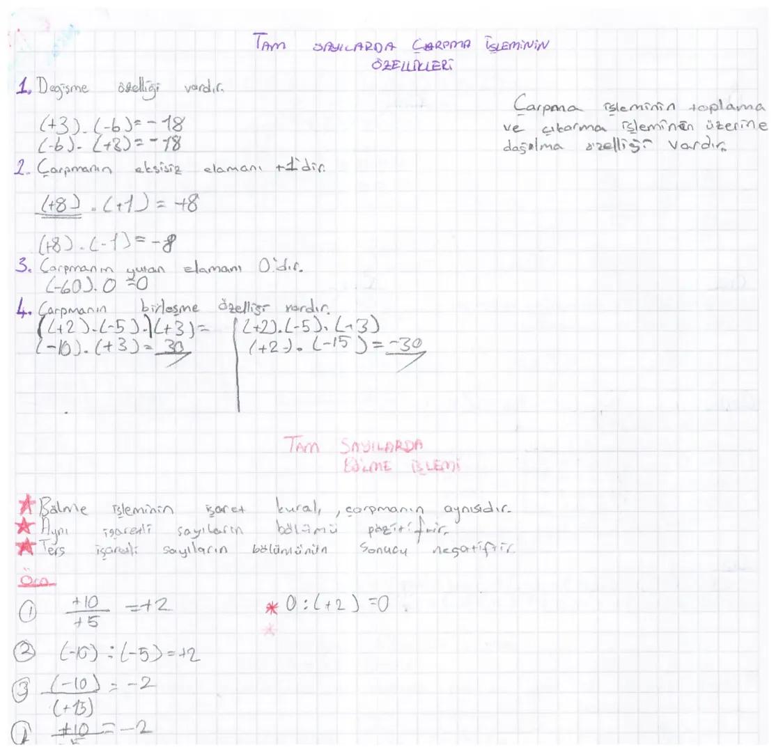 TAM SAYILARDA ÇARPMA
ISLEMI
☆ Aynı işaretti iki tam sayının çarpımının sonucunun işareti portiftir.
+ +
- -
=+ =+
Örn
(+8). (+5)=+40 (-6).(-