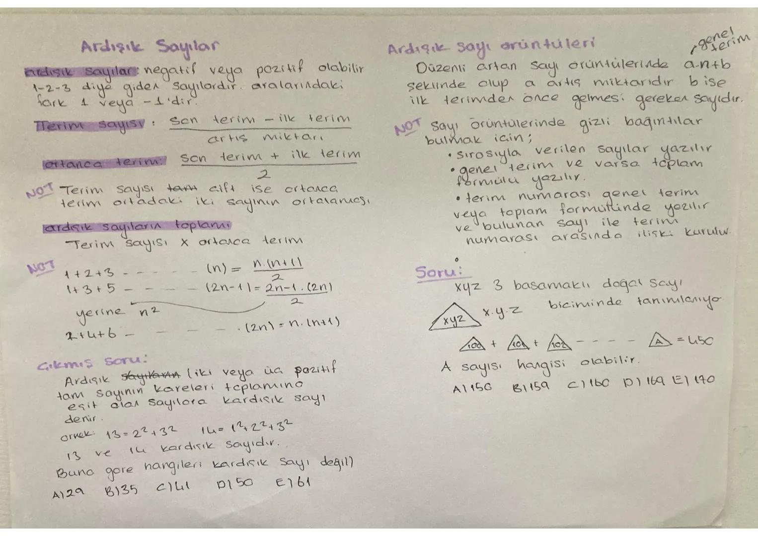 Ardışık Sayılar
Evdişik sayılar: negatif veya pozitif olabilir
1-2-3 diye giden Sayılardır. aralarındaki
fark 1
-1'dir.
veya
Terim sayis: Se