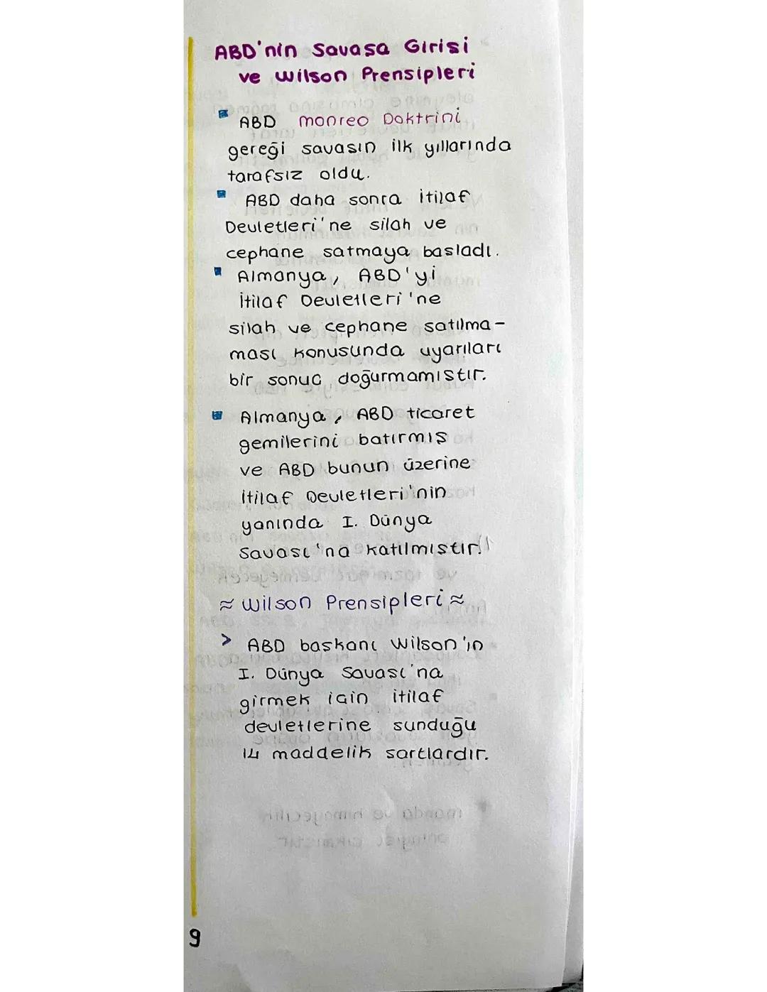 ABD’nin 1. dünya savaşına girişi ve Wilson prensipleri