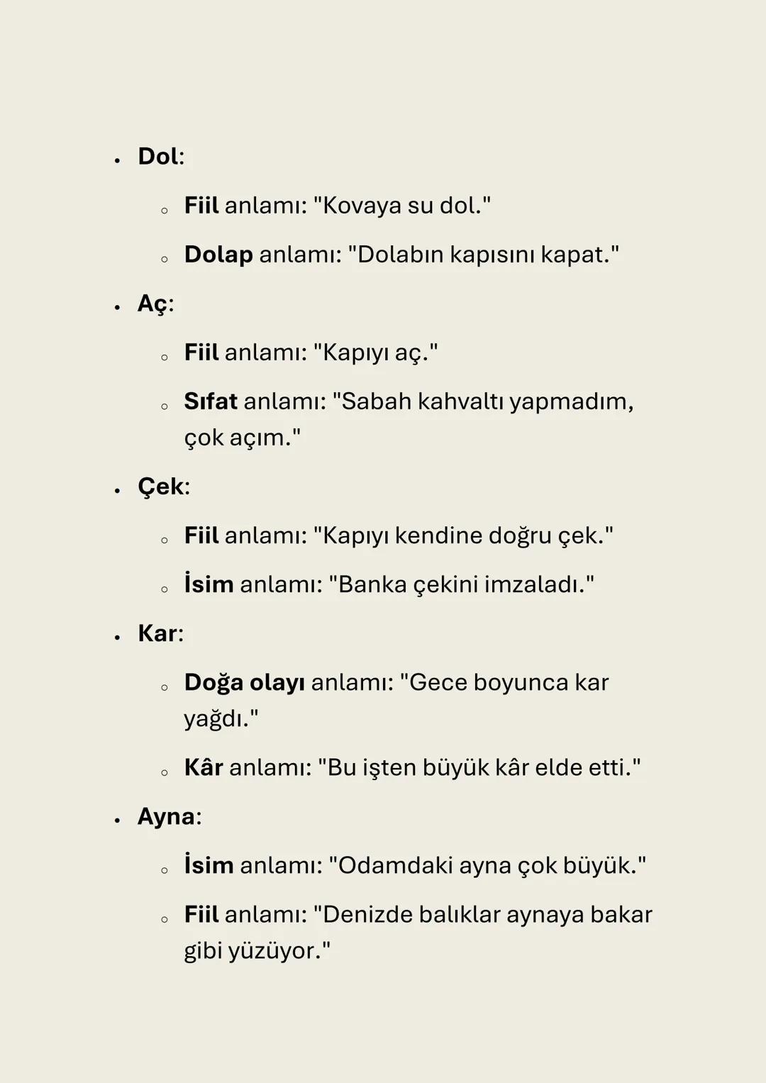 EŞ SESLİ (SESTEŞ) SÖZCÜKLER
Eş Sesli (Sesteş) Sözcükler: Yazılışları ve okunuşları
aynı olan, ancak farklı anlamlar taşıyan kelimelerdir.
Eş