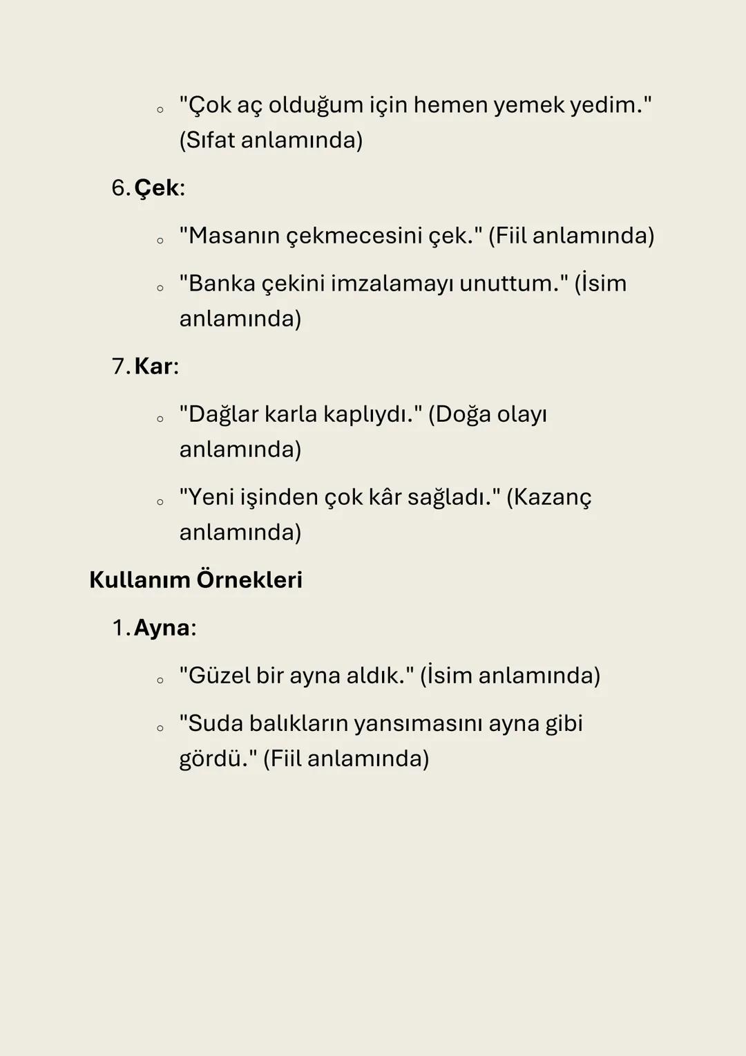 EŞ SESLİ (SESTEŞ) SÖZCÜKLER
Eş Sesli (Sesteş) Sözcükler: Yazılışları ve okunuşları
aynı olan, ancak farklı anlamlar taşıyan kelimelerdir.
Eş