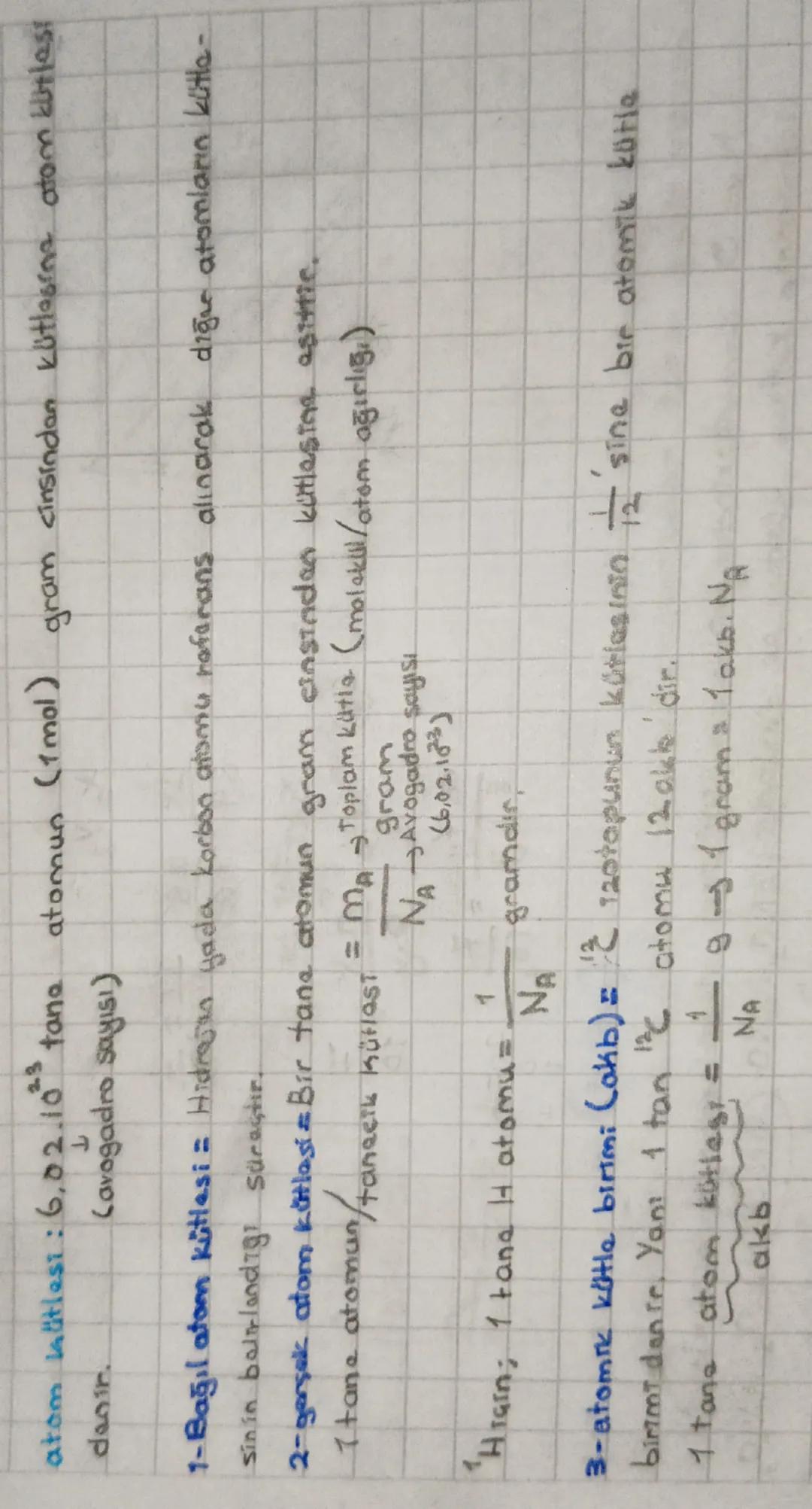 ```markdown
~mol Kavramı ~
-1 mol=$6,02.10^{23}$ tane tanecik vardır.
avogadro sayısı
($N_A$)
-1mol Fe elementinde $6,02.10^{23}$ tane ato