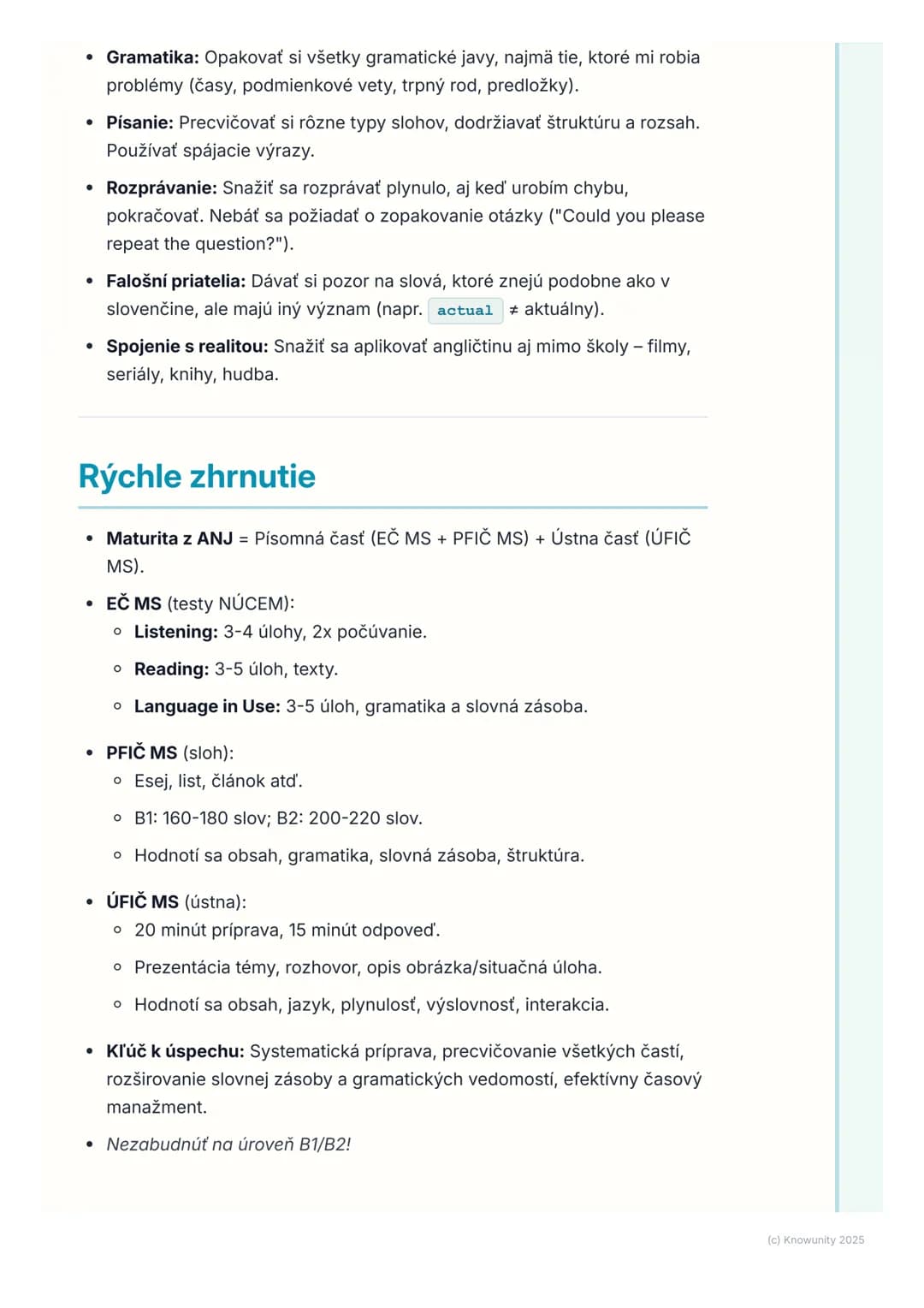 # Štruktúra a Požiadavky
Maturitnej Skúšky
Prehľad / úvod
Takže, maturita z angličtiny je pred nami a je super dôležité vedieť, čo nás
čak