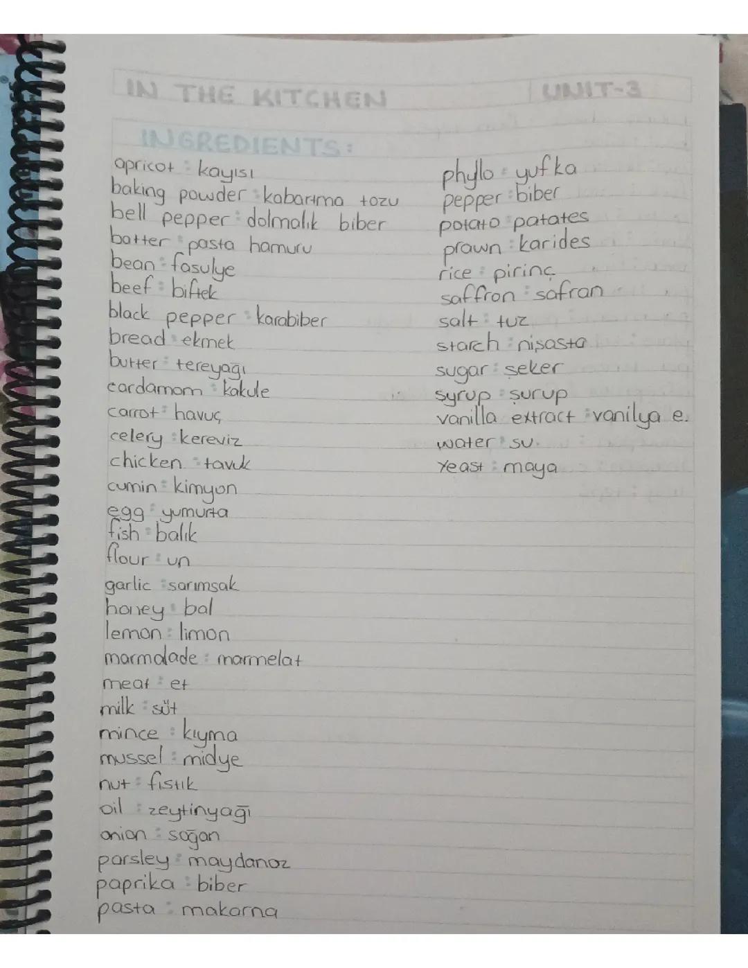 8. Sınıf İngilizce 3. Ünite Önemli Kelimeler