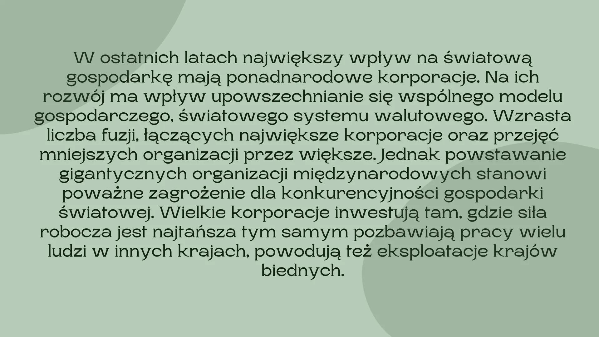 # Globalizacja
nieszczęście czy nadzieja dla świata
Barcikowska Urszula Globalizacja jest bardzo szerokim i złożonym procesem,
mającym wpł