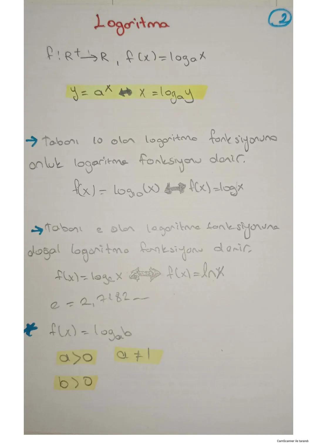 Listel Fonksiyon
f(x)=ax üstel fonksiyonunda a Sayısı
negotif yada 1 olamaz. Yoksa fonk-
Siyon birebir olamaz
belirsiz
>
a‡l aso
>aso ise ar