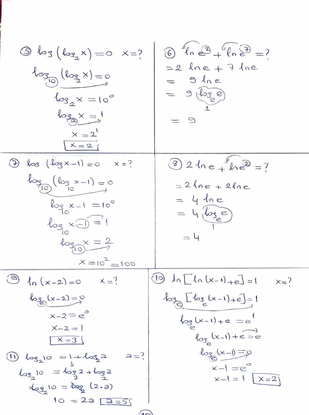 ```markdown
"ORNEKLER
①loz 10+ loz100+ loz1000=? ② log(0,1)+103 ($\frac{1}{100}$)
163.10 + 103 103+103103 = log($\frac{1}{10}$) + 103 ($\f