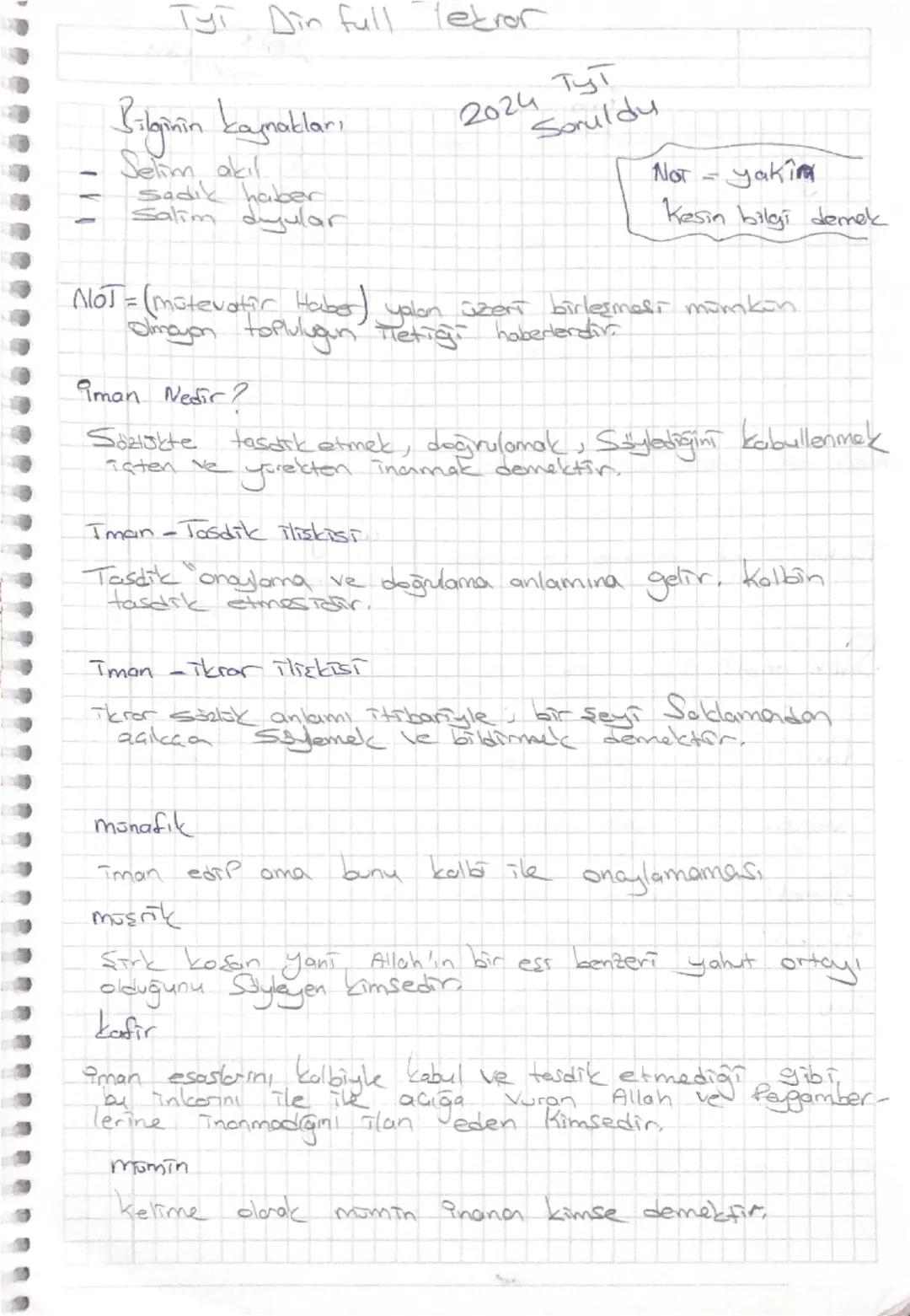 Din Kültürü Tekrar Notları