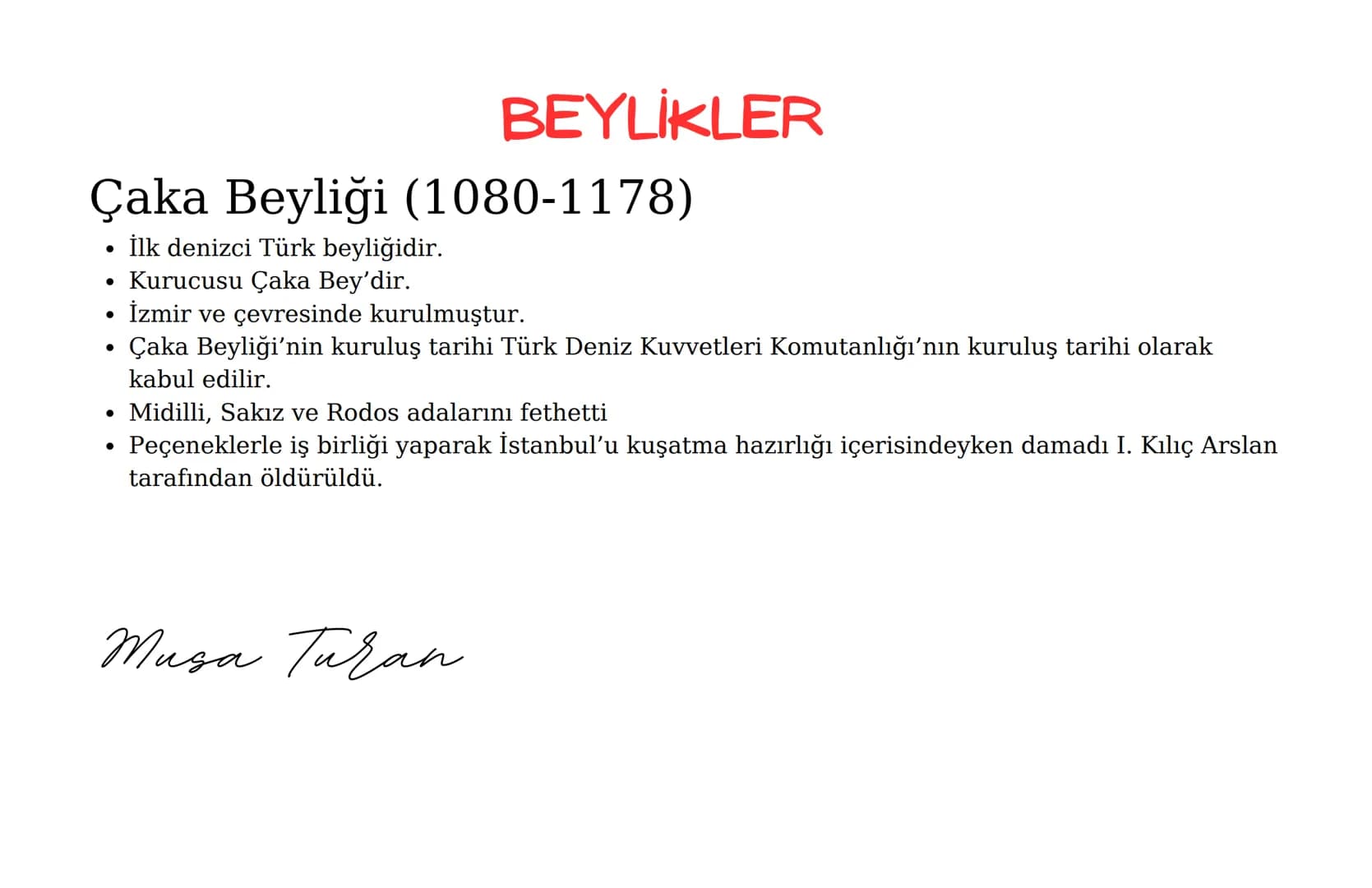 # ANADOLU'DA KURULAN İLK TÜRK BEYLİKLERİ
1071 Malazgirt Savaşından sonra Sultan Alparslan'ın "Kılıç Hakkı" olarak Anadolu'yu komutanlarına v