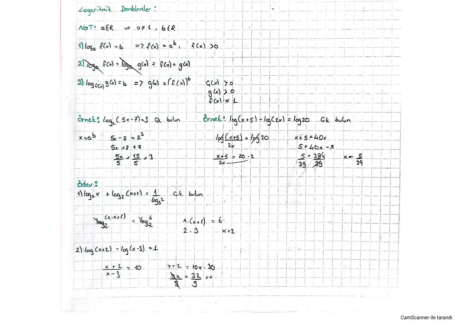 Logaritmik
Denkelenler:
NOT: GER
ve
1) loga f(x) = b
of 1, bER.
= 7 f(x) = ab
g(x) = f(x) = g(x).
21 Toga f(x) = logo
3) log fα) 9 () = b
=
