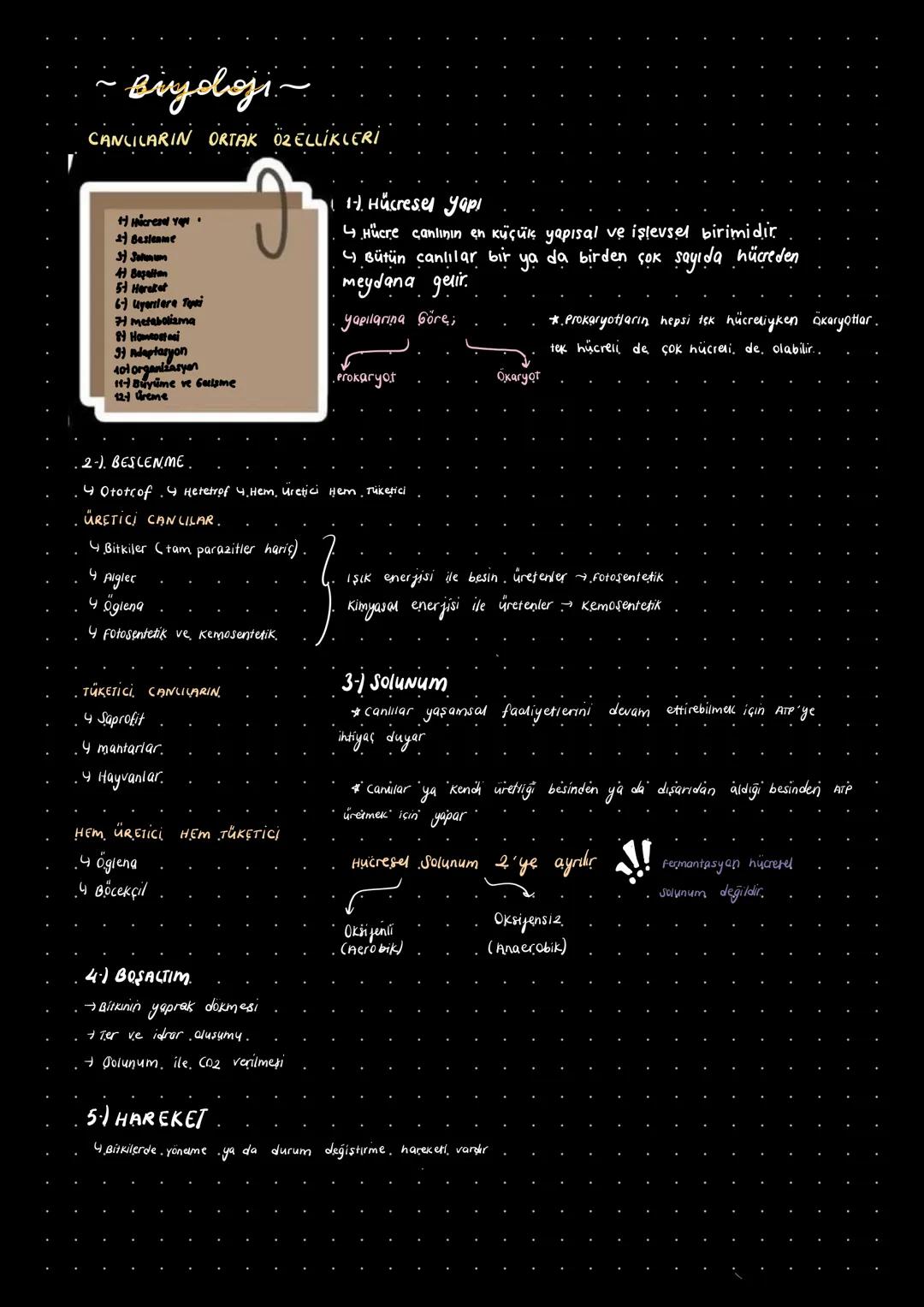 ~Biyoloji~
CANLILARIN ORTAK ÖZELLİKLERİ
Η Hicrem Yer
Beslenme
3) Salman
Bapalion
51 Hereket
6-) Uyerilera Tepai
7 metabolisma
8) Ho