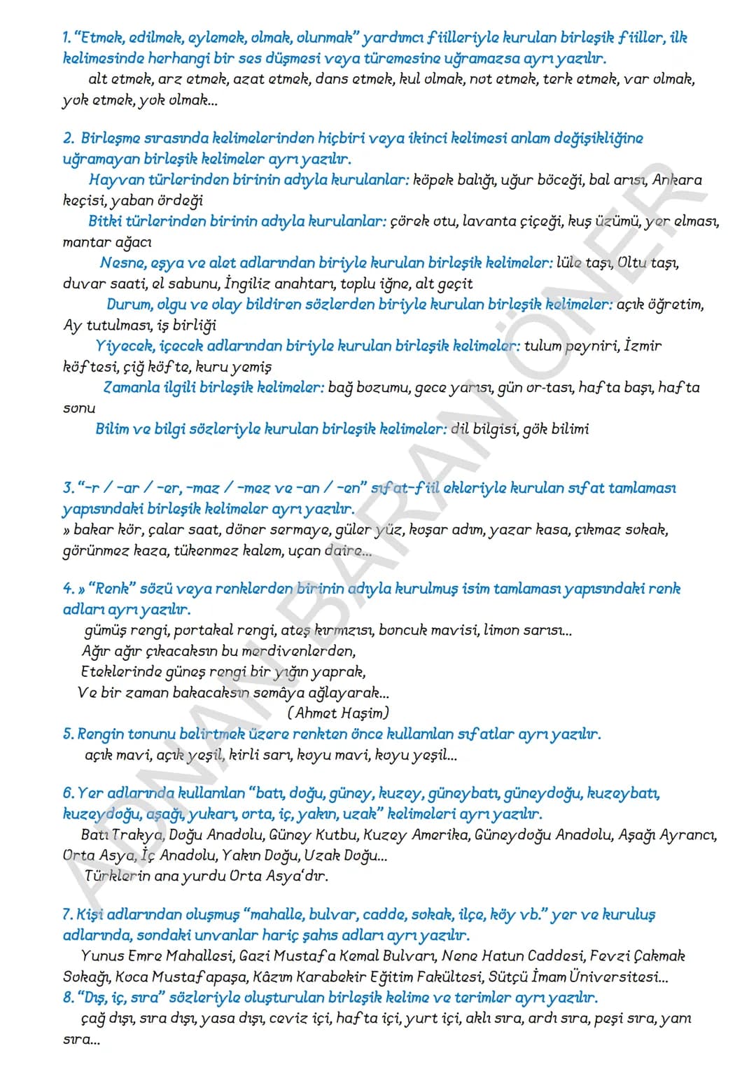 # İÇİNDEKİLER
## 1. SÖZCÜKTE ANLAM
### A. Kelime ve Kelime Gruplarımın Anlam Özellikleri
1. Gerçek (Temel) Anlam
2. Yan anlam
3. Mecaz Anla