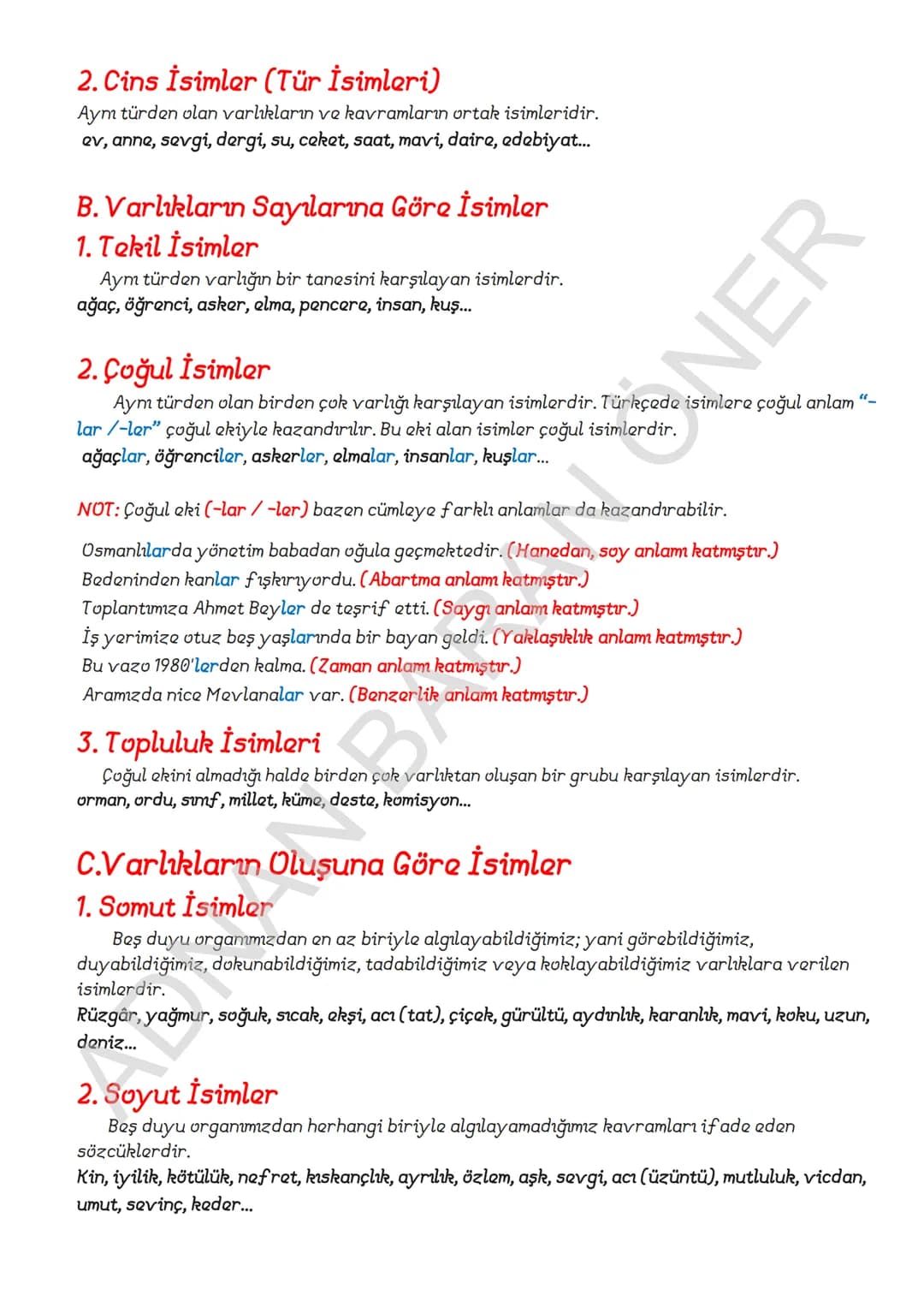 # İÇİNDEKİLER
## 1. SÖZCÜKTE ANLAM
### A. Kelime ve Kelime Gruplarımın Anlam Özellikleri
1. Gerçek (Temel) Anlam
2. Yan anlam
3. Mecaz Anla