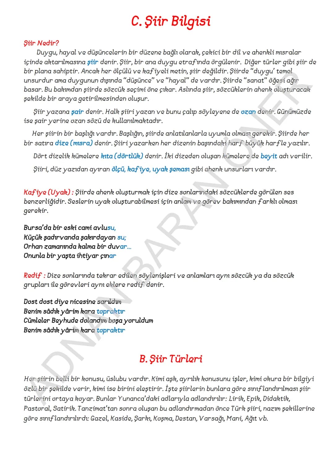 # İÇİNDEKİLER
## 1. SÖZCÜKTE ANLAM
### A. Kelime ve Kelime Gruplarımın Anlam Özellikleri
1. Gerçek (Temel) Anlam
2. Yan anlam
3. Mecaz Anla