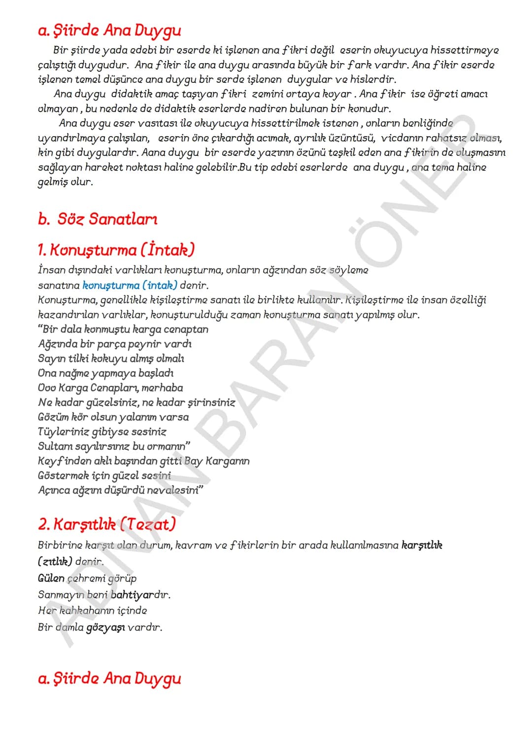 # İÇİNDEKİLER
## 1. SÖZCÜKTE ANLAM
### A. Kelime ve Kelime Gruplarımın Anlam Özellikleri
1. Gerçek (Temel) Anlam
2. Yan anlam
3. Mecaz Anla