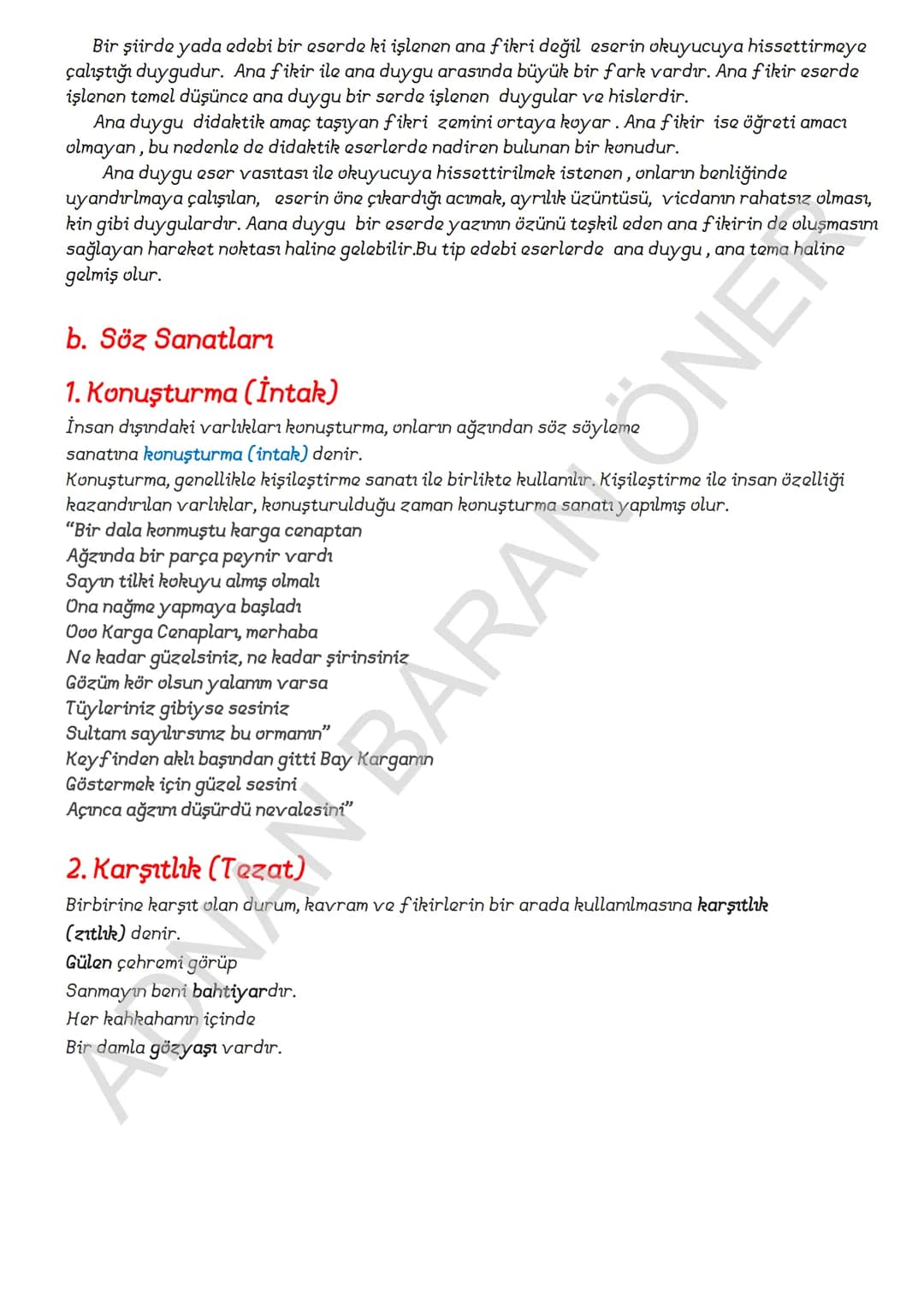 # İÇİNDEKİLER
## 1. SÖZCÜKTE ANLAM
### A. Kelime ve Kelime Gruplarımın Anlam Özellikleri
1. Gerçek (Temel) Anlam
2. Yan anlam
3. Mecaz Anla