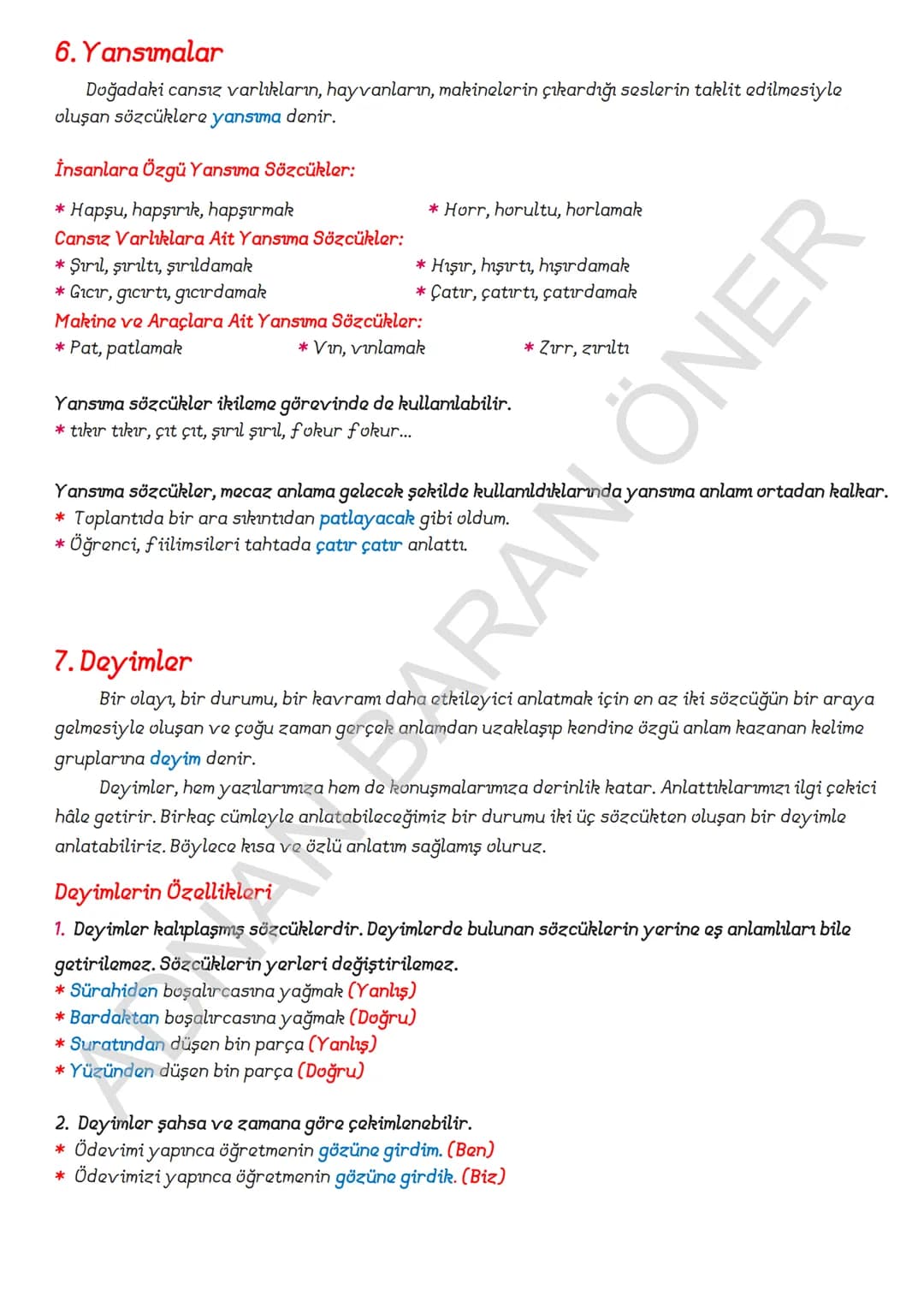 # İÇİNDEKİLER
## 1. SÖZCÜKTE ANLAM
### A. Kelime ve Kelime Gruplarımın Anlam Özellikleri
1. Gerçek (Temel) Anlam
2. Yan anlam
3. Mecaz Anla